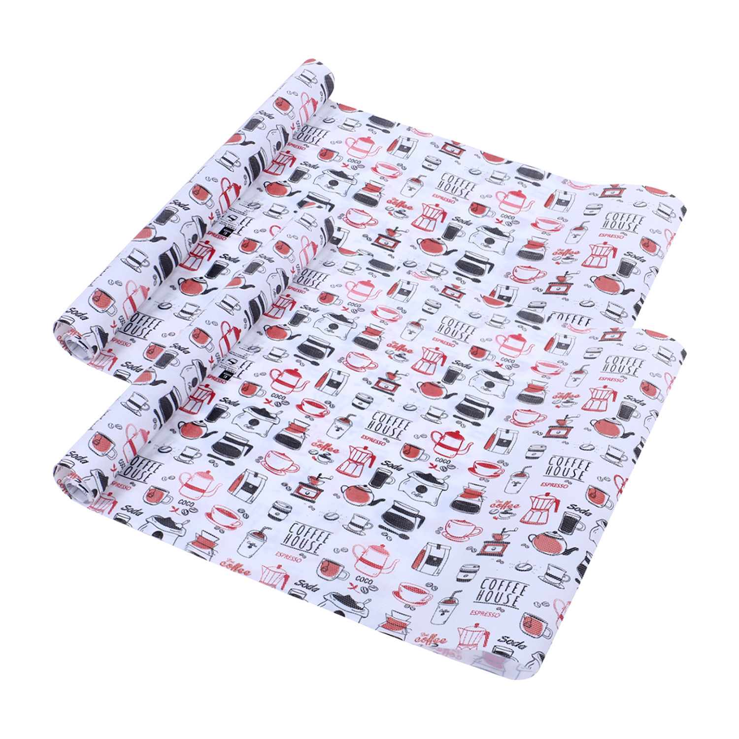 Kuber Industries Shelf Liner  EVA Kitchen Cabinet Shelf Mat  Anti-Slip Bathroom Mat  Fridge Mat  Red Coffee house Wardrobe Mat  15 Meter  White