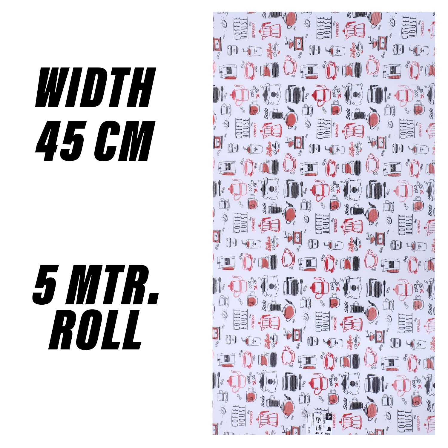 Kuber Industries Shelf Liner  EVA Kitchen Cabinet Shelf Mat  Anti-Slip Bathroom Mat  Fridge Mat  Red Coffee house Wardrobe Mat  5 Meter  White