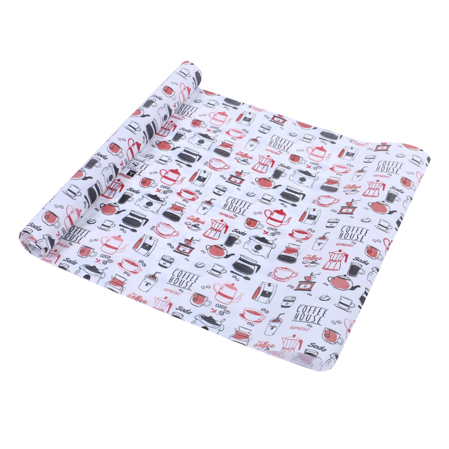 Kuber Industries Shelf Liner  EVA Kitchen Cabinet Shelf Mat  Anti-Slip Bathroom Mat  Fridge Mat  Red Coffee house Wardrobe Mat  10 Meter  White