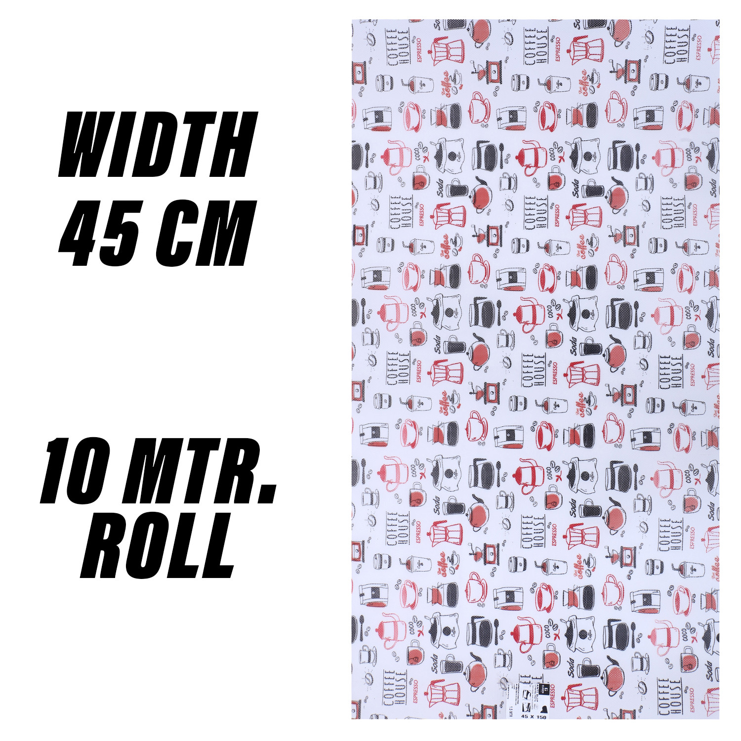 Kuber Industries Shelf Liner  EVA Kitchen Cabinet Shelf Mat  Anti-Slip Bathroom Mat  Fridge Mat  Red Coffee house Wardrobe Mat  10 Meter  White
