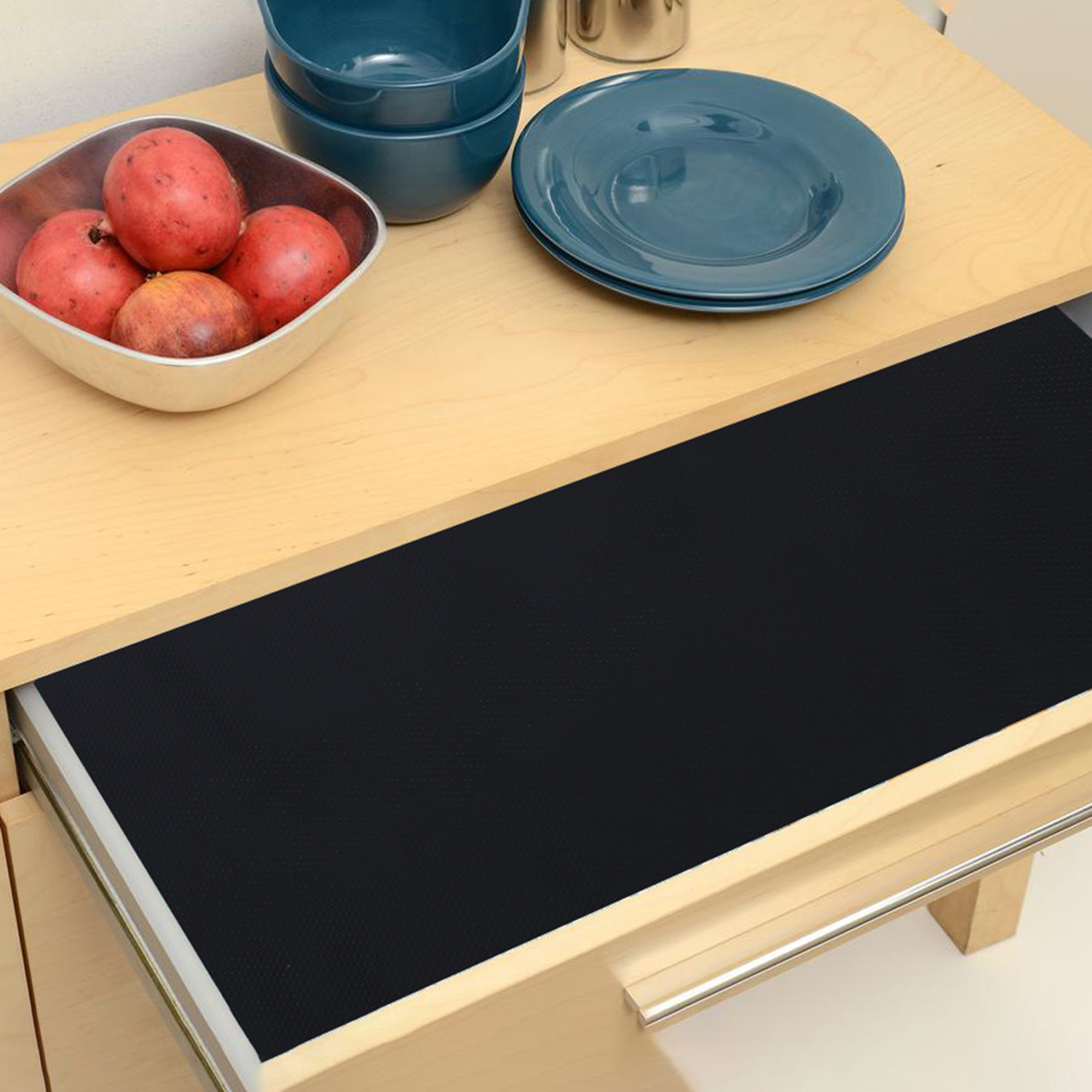 Kuber Industries Shelf Liner | EVA Kitchen Cabinet Shelf Mat | Anti-Slip Bathroom Mat | Fridge Mat | Table Mat | Bubble Texture Wardrobe Mat | 1.5 Meters |1 MM | Black