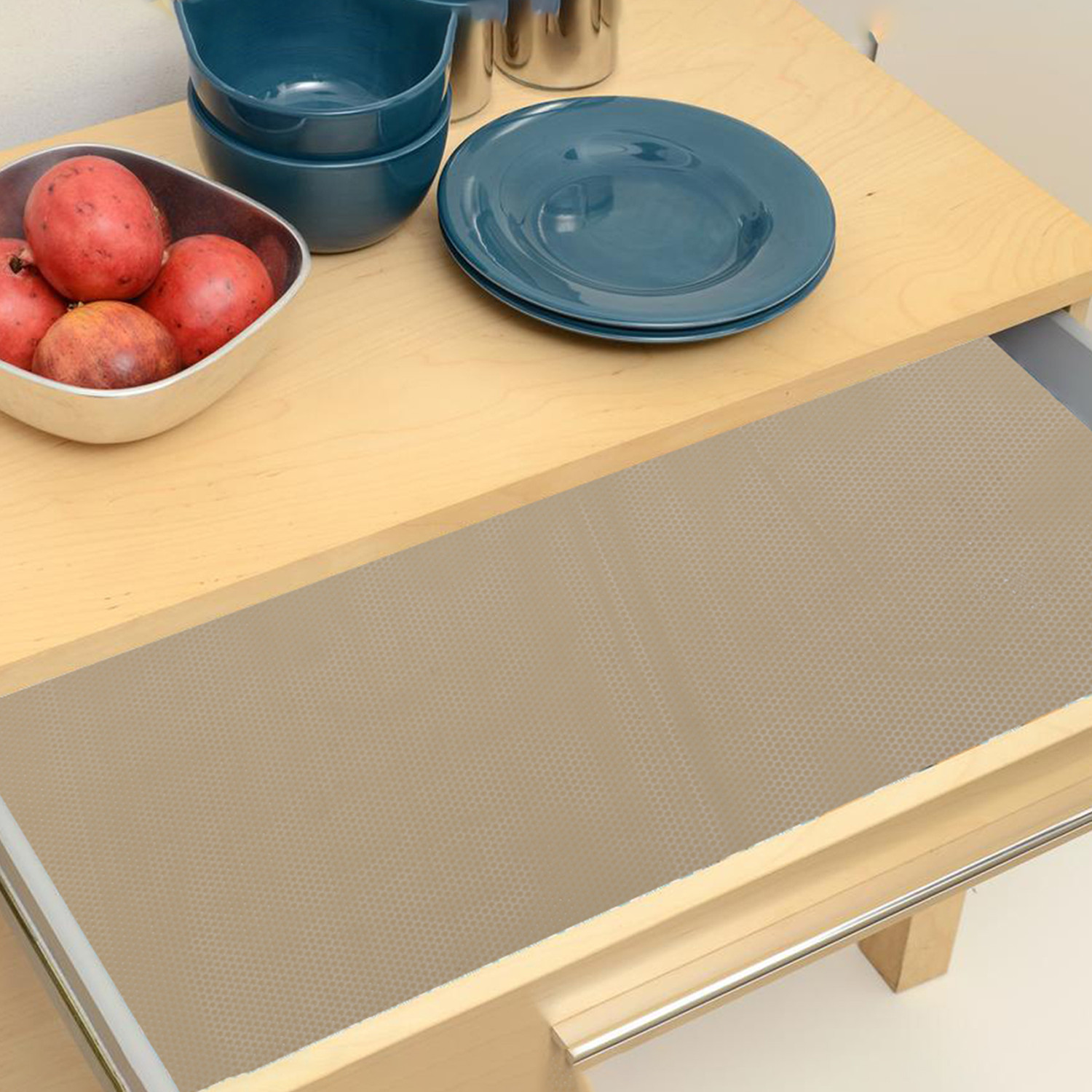 Kuber Industries Shelf Liner | EVA Kitchen Cabinet Shelf Mat | Anti-Slip Bathroom Mat | Fridge Mat | Table Mat | Bubble Texture Wardrobe Mat | 3 Meters |1 MM | Beige