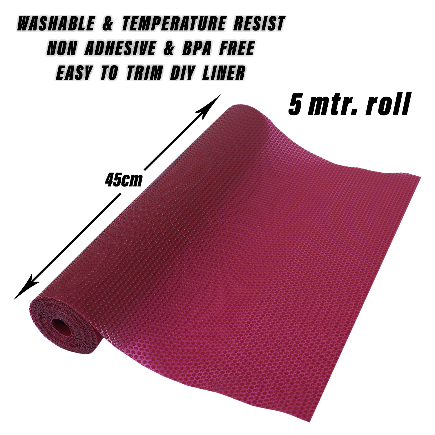 Kuber Industries Shelf Liner  EVA Kitchen Cabinet Shelf Mat  Anti-Slip Bathroom Mat  Fridge Mat  Table Mat  Bubble Texture Wardrobe Mat  5 Meters 1 MM  Maroon