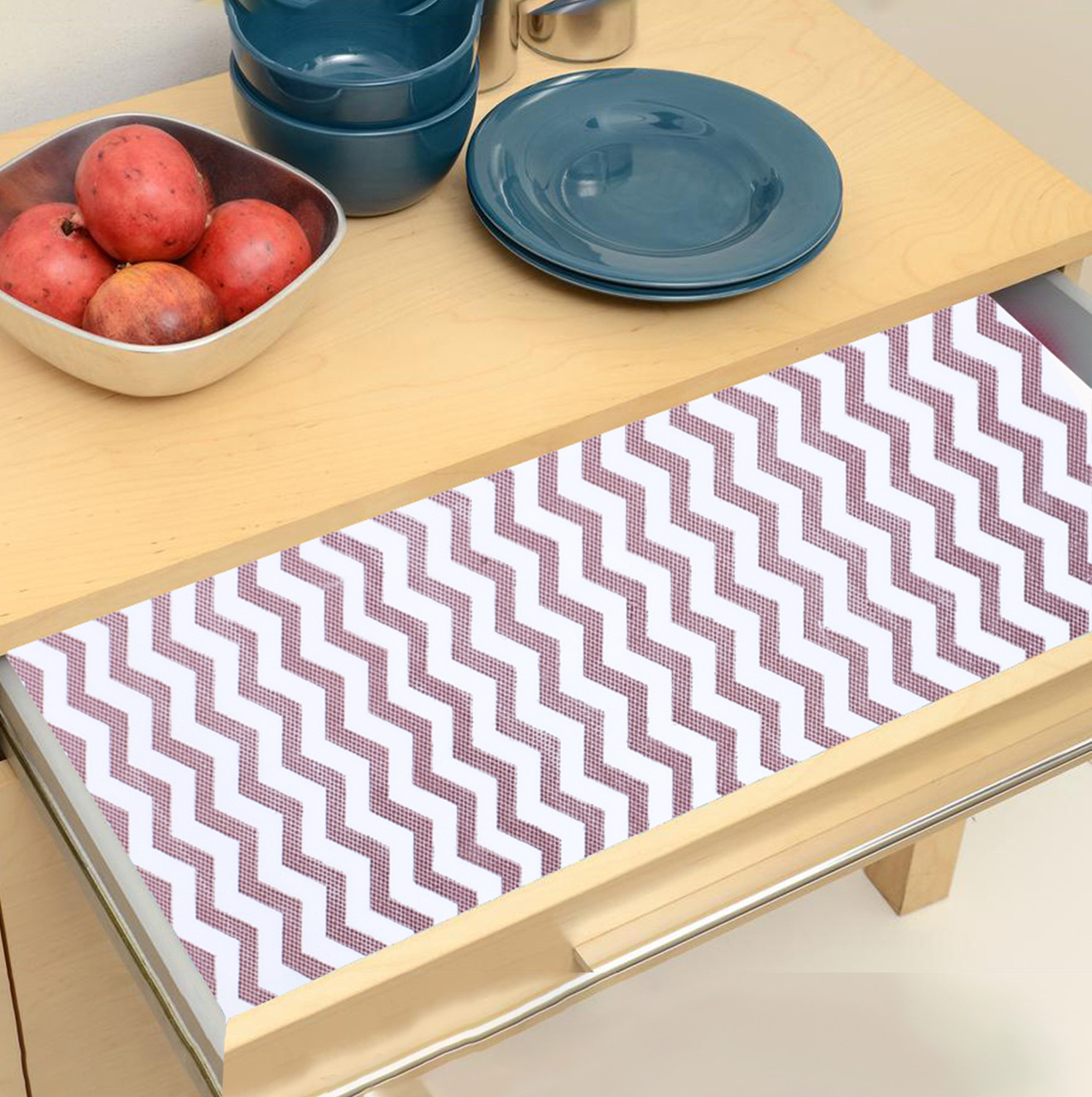 Kuber Industries Shelf Liner  EVA Kitchen Cabinet Shelf Mat  Anti-Slip Bathroom Mat  Fridge Mat  Table Mat  Zig Zag Design Wardrobe Mat  5 Meter  Brown