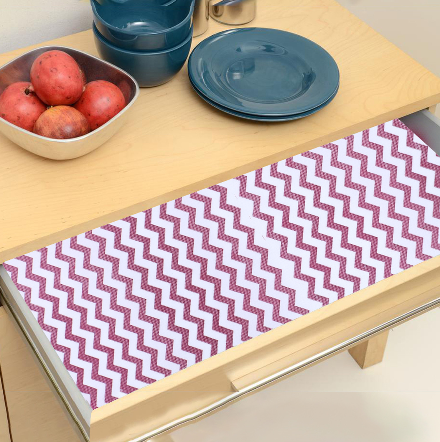 Kuber Industries Shelf Liner  EVA Kitchen Cabinet Shelf Mat  Anti-Slip Bathroom Mat  Fridge Mat  Table Mat  Zig Zag Design Wardrobe Mat  5 Meter  Pink