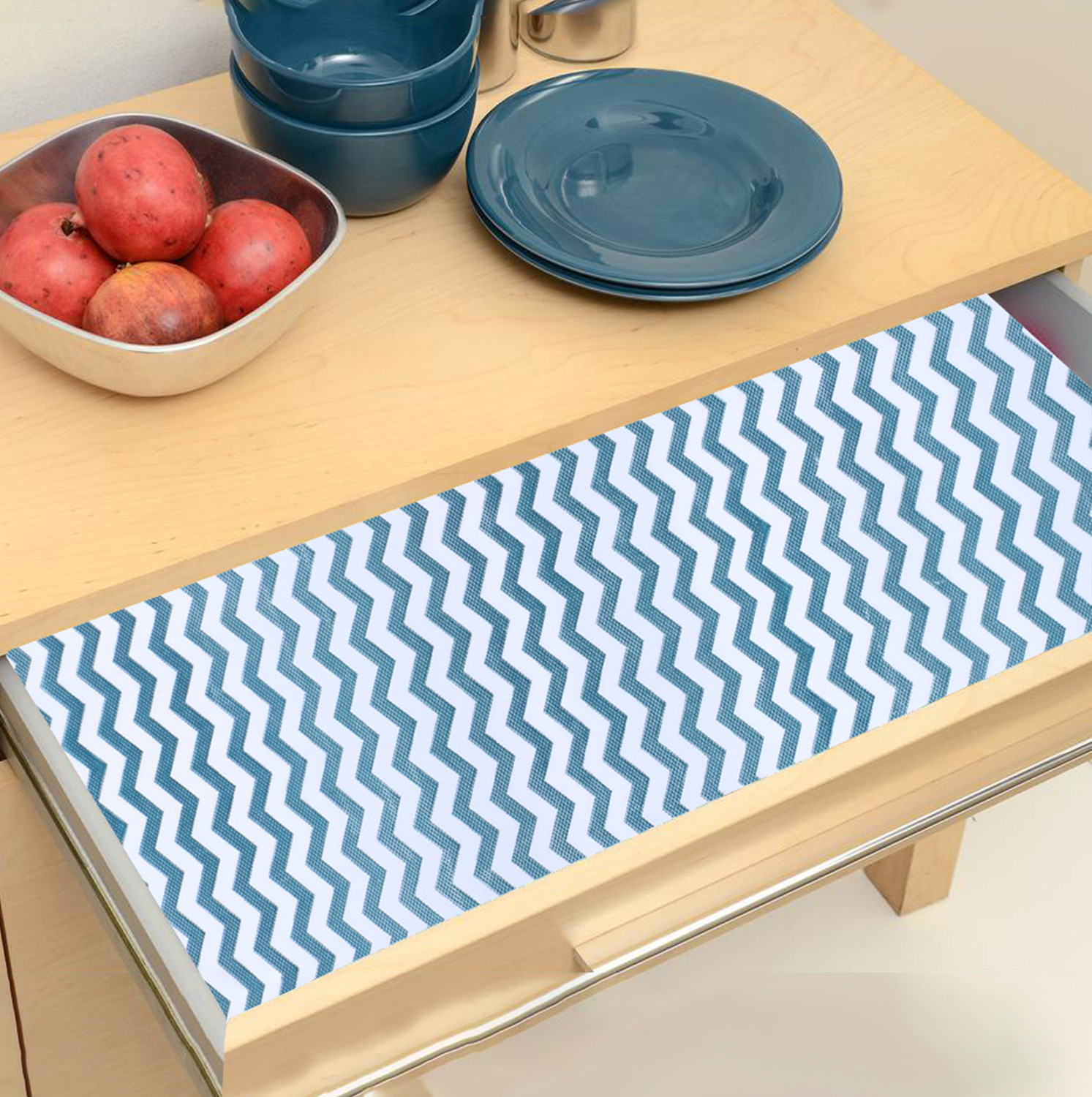 Kuber Industries Shelf Liner | EVA Kitchen Cabinet Shelf Mat | Anti-Slip Bathroom Mat | Fridge Mat | Table Mat | Zig Zag Design Wardrobe Mat | 1.5 Meter | Green