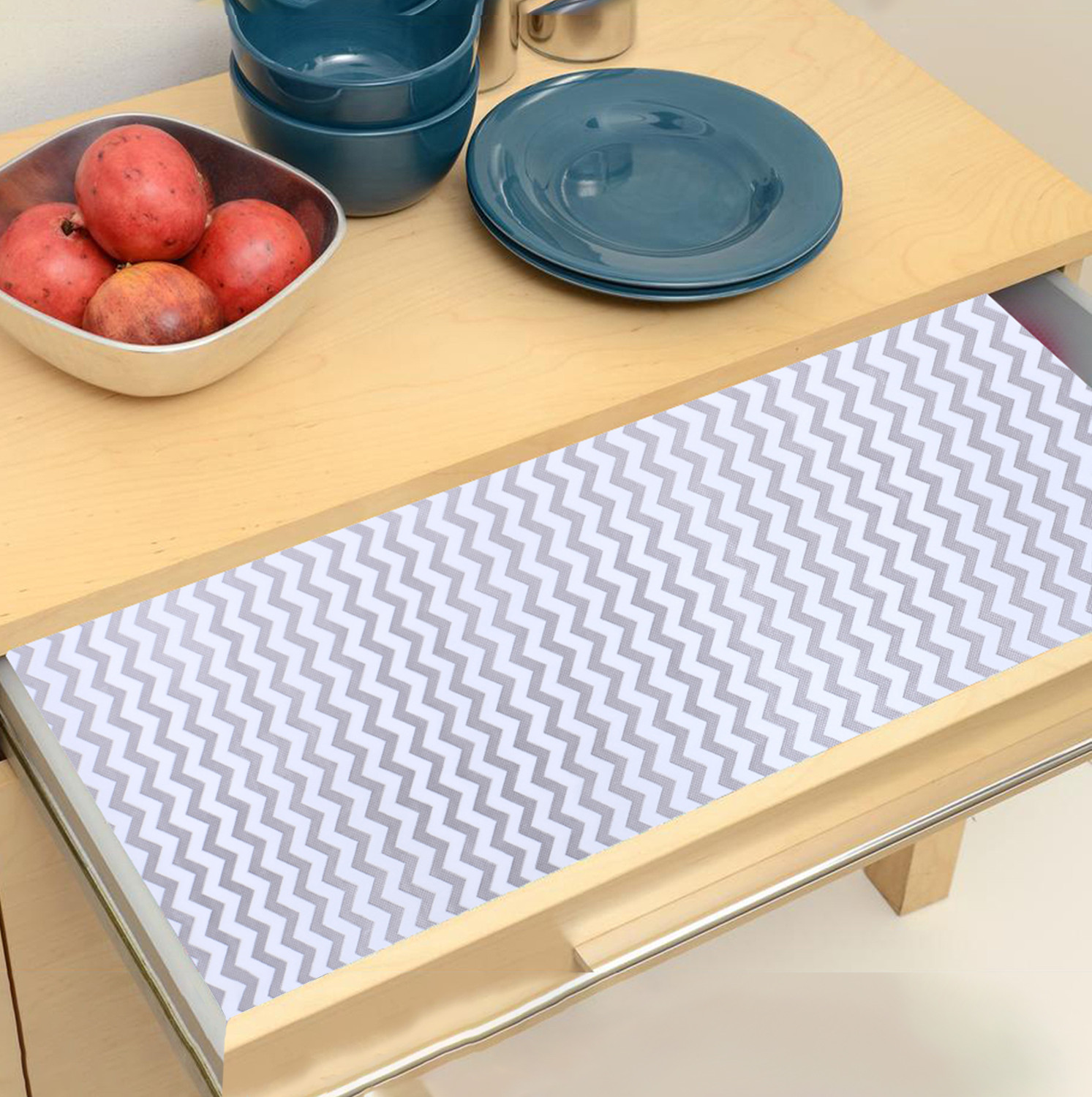 Kuber Industries Shelf Liner  EVA Kitchen Cabinet Shelf Mat  Anti-Slip Bathroom Mat  Fridge Mat  Table Mat  Zig Zag Design Wardrobe Mat  15 Meter  Gray