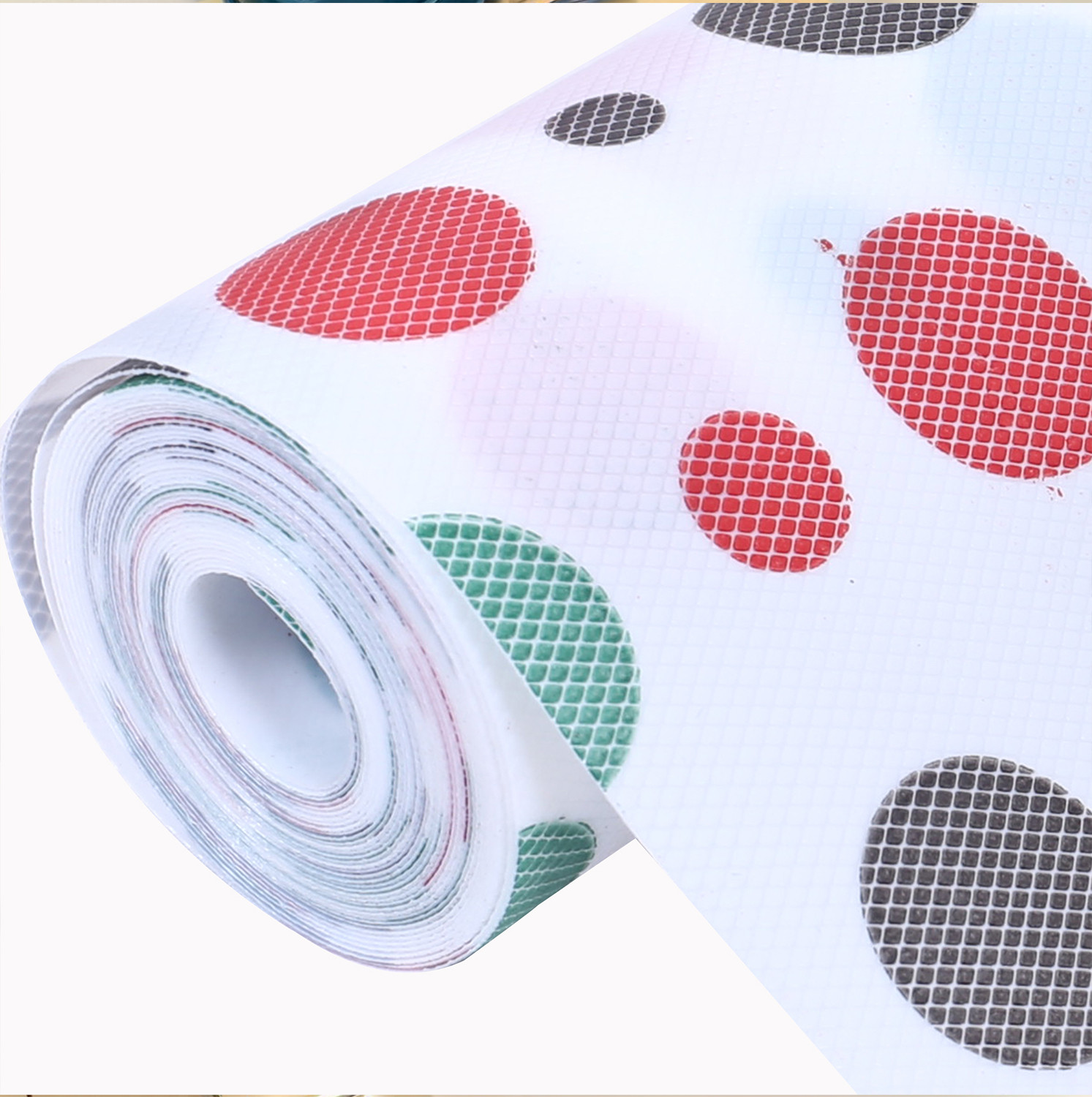 Kuber Industries Shelf Liner  EVA Kitchen Cabinet Shelf Mat  Anti-Slip Bathroom Mat  Fridge Mat  Table Mat  Multi Dot Print Wardrobe Mat  5 Meter  White