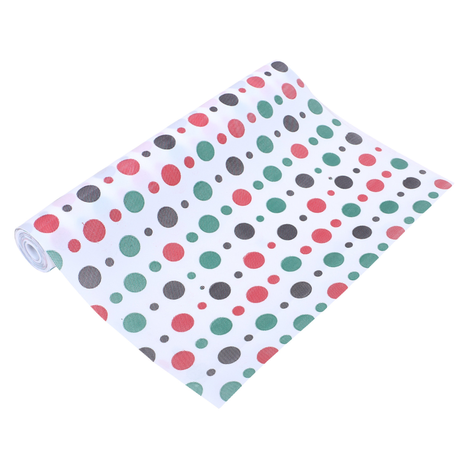 Kuber Industries Shelf Liner  EVA Kitchen Cabinet Shelf Mat  Anti-Slip Bathroom Mat  Fridge Mat  Table Mat  Multi Dot Print Wardrobe Mat  10 Meter  White