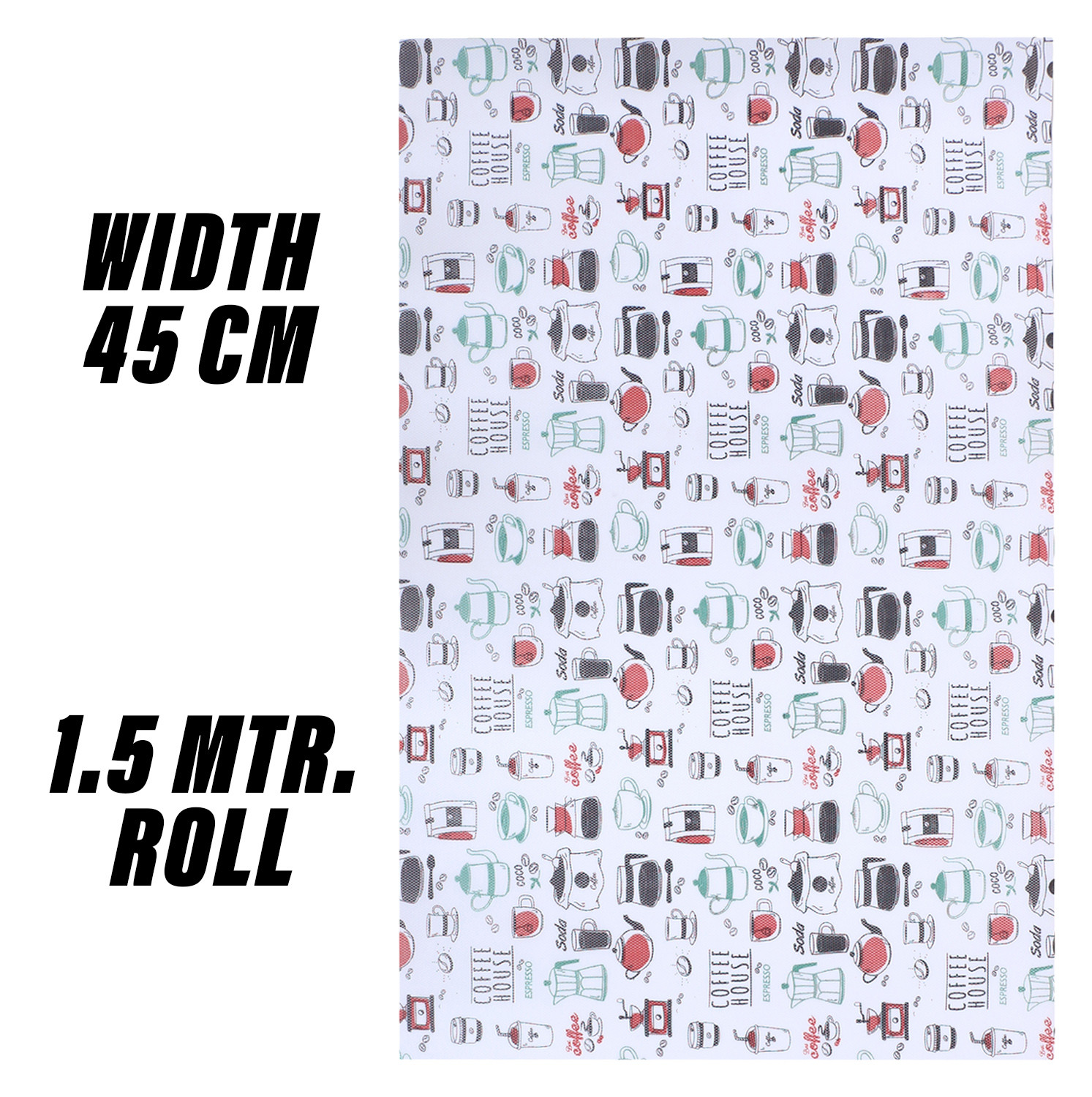 Kuber Industries Shelf Liner  EVA Kitchen Cabinet Shelf Mat  Anti-Slip Bathroom Mat  Fridge Mat  Table Mat  Coffee House Print Wardrobe Mat  15 Meter  White