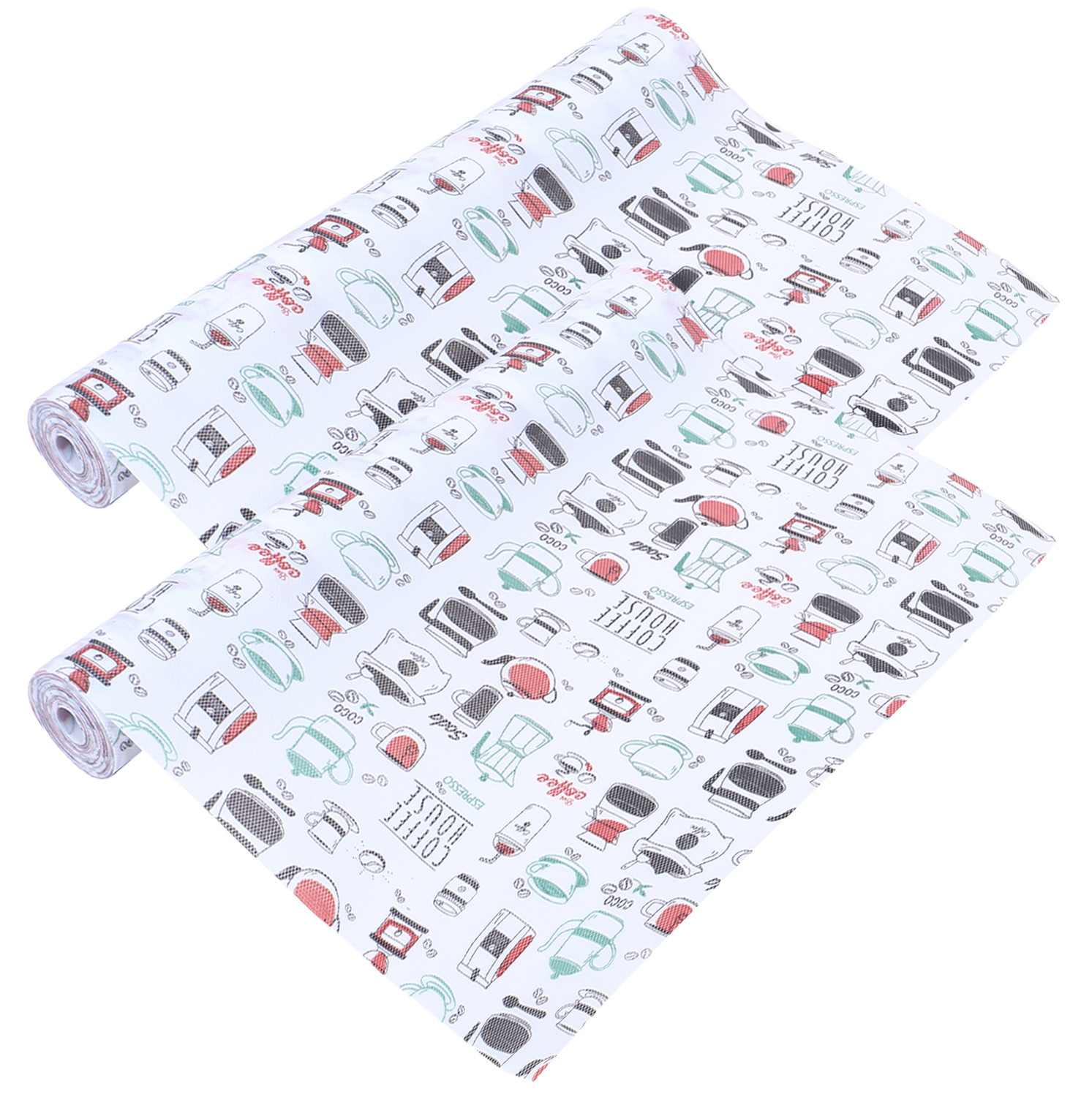 Kuber Industries Shelf Liner  EVA Kitchen Cabinet Shelf Mat  Anti-Slip Bathroom Mat  Fridge Mat  Table Mat  Coffee House Print Wardrobe Mat  15 Meter  White