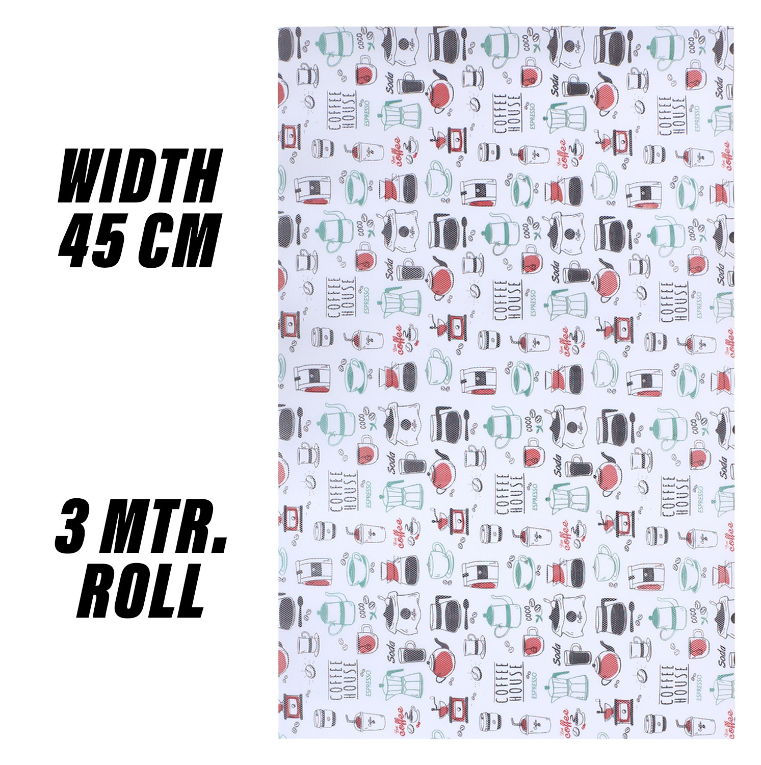 Kuber Industries Shelf Liner  EVA Kitchen Cabinet Shelf Mat  Anti-Slip Bathroom Mat  Fridge Mat  Table Mat  Coffee House Print Wardrobe Mat  3 Meter  White