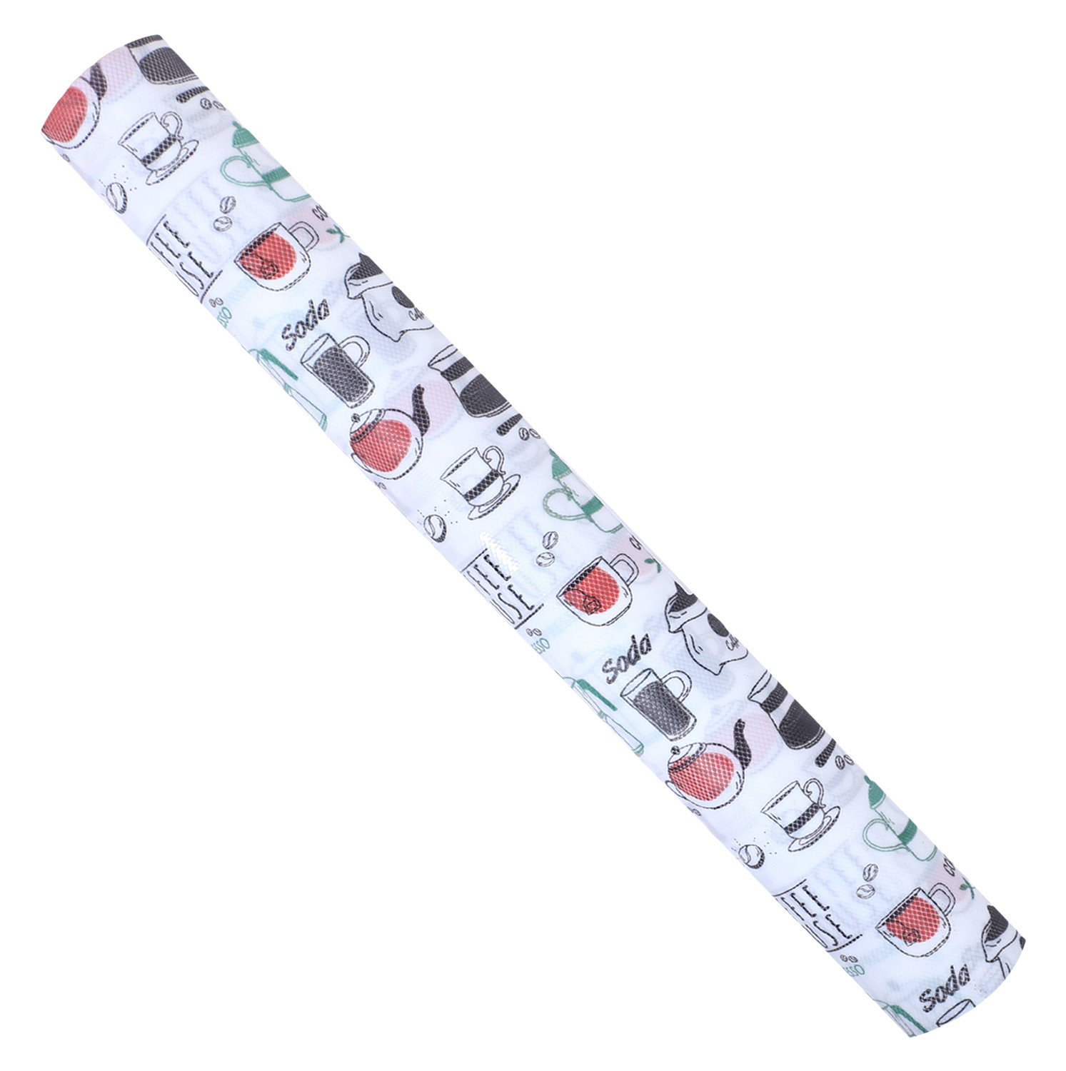 Kuber Industries Shelf Liner  EVA Kitchen Cabinet Shelf Mat  Anti-Slip Bathroom Mat  Fridge Mat  Table Mat  Coffee House Print Wardrobe Mat  5 Meter  White