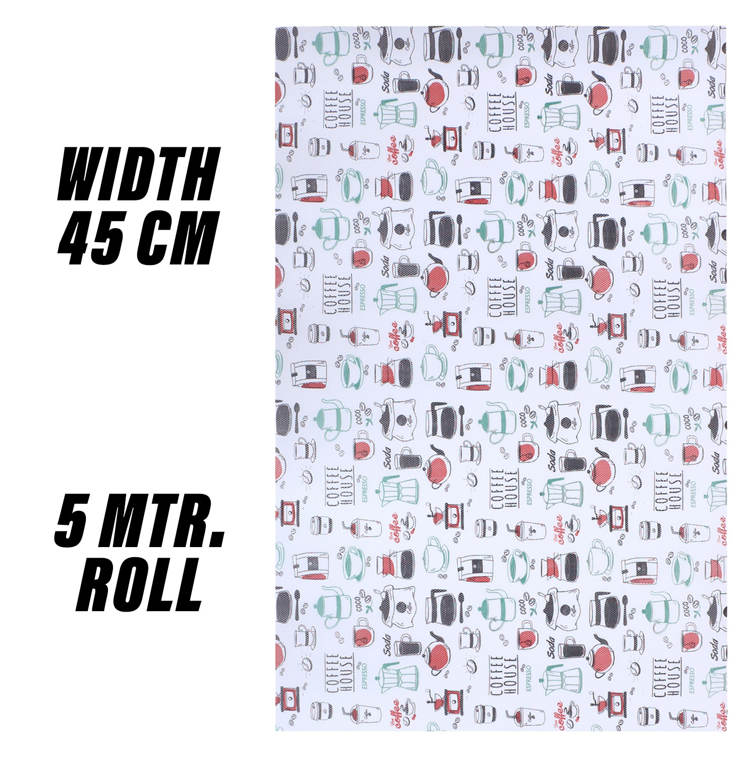 Kuber Industries Shelf Liner  EVA Kitchen Cabinet Shelf Mat  Anti-Slip Bathroom Mat  Fridge Mat  Table Mat  Coffee House Print Wardrobe Mat  5 Meter  White