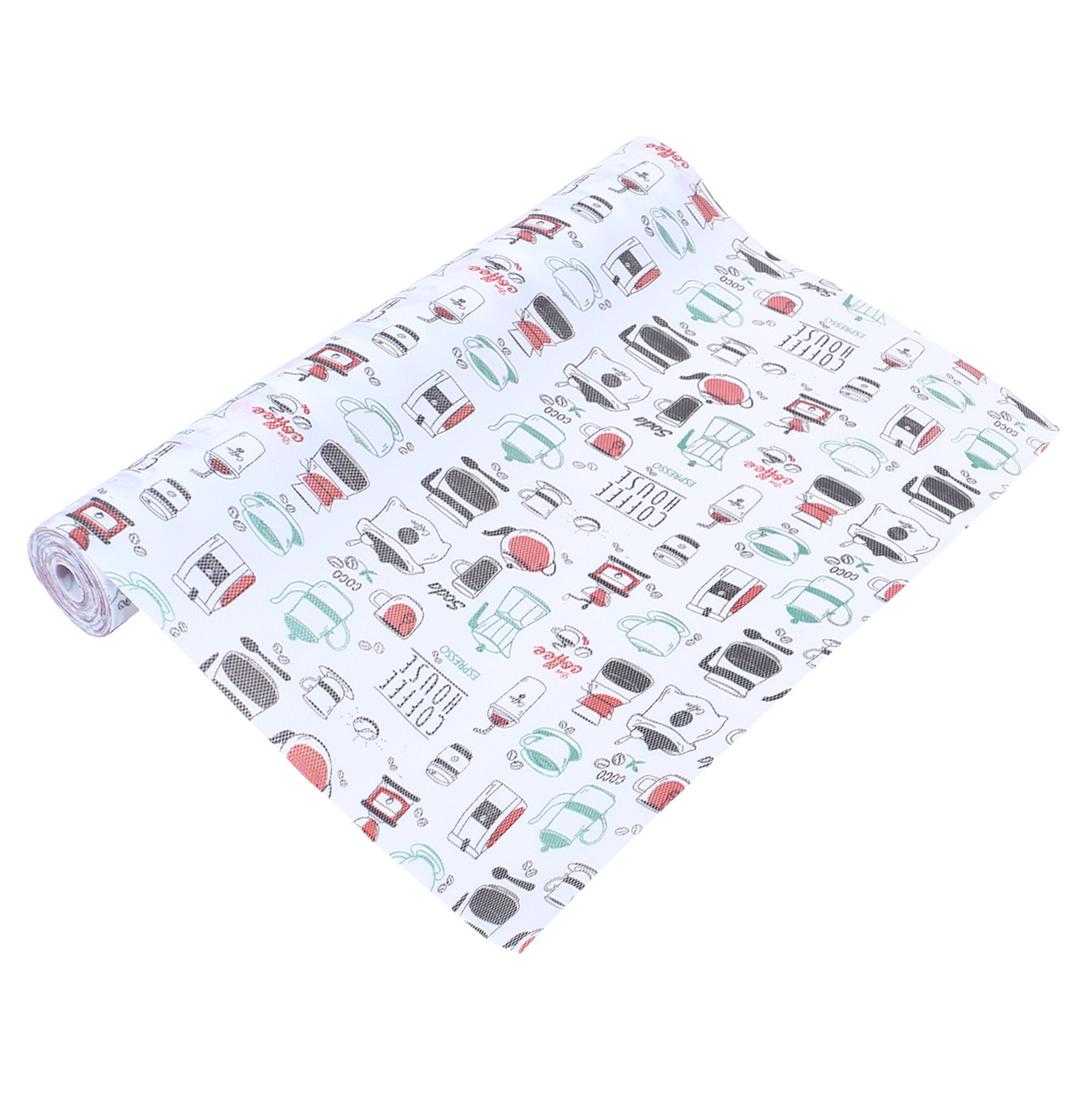 Kuber Industries Shelf Liner  EVA Kitchen Cabinet Shelf Mat  Anti-Slip Bathroom Mat  Fridge Mat  Table Mat  Coffee House Print Wardrobe Mat  10 Meter  White