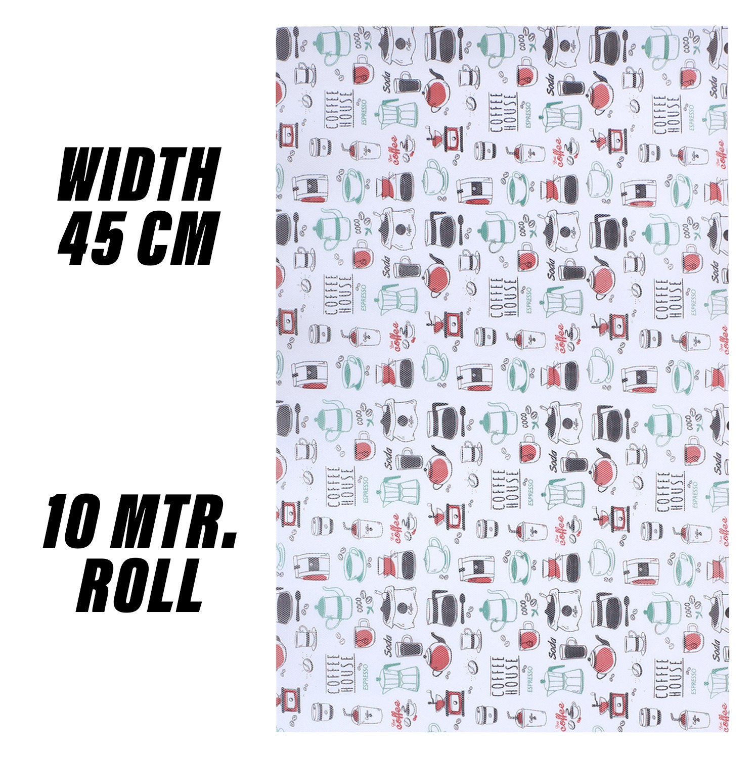 Kuber Industries Shelf Liner  EVA Kitchen Cabinet Shelf Mat  Anti-Slip Bathroom Mat  Fridge Mat  Table Mat  Coffee House Print Wardrobe Mat  10 Meter  White