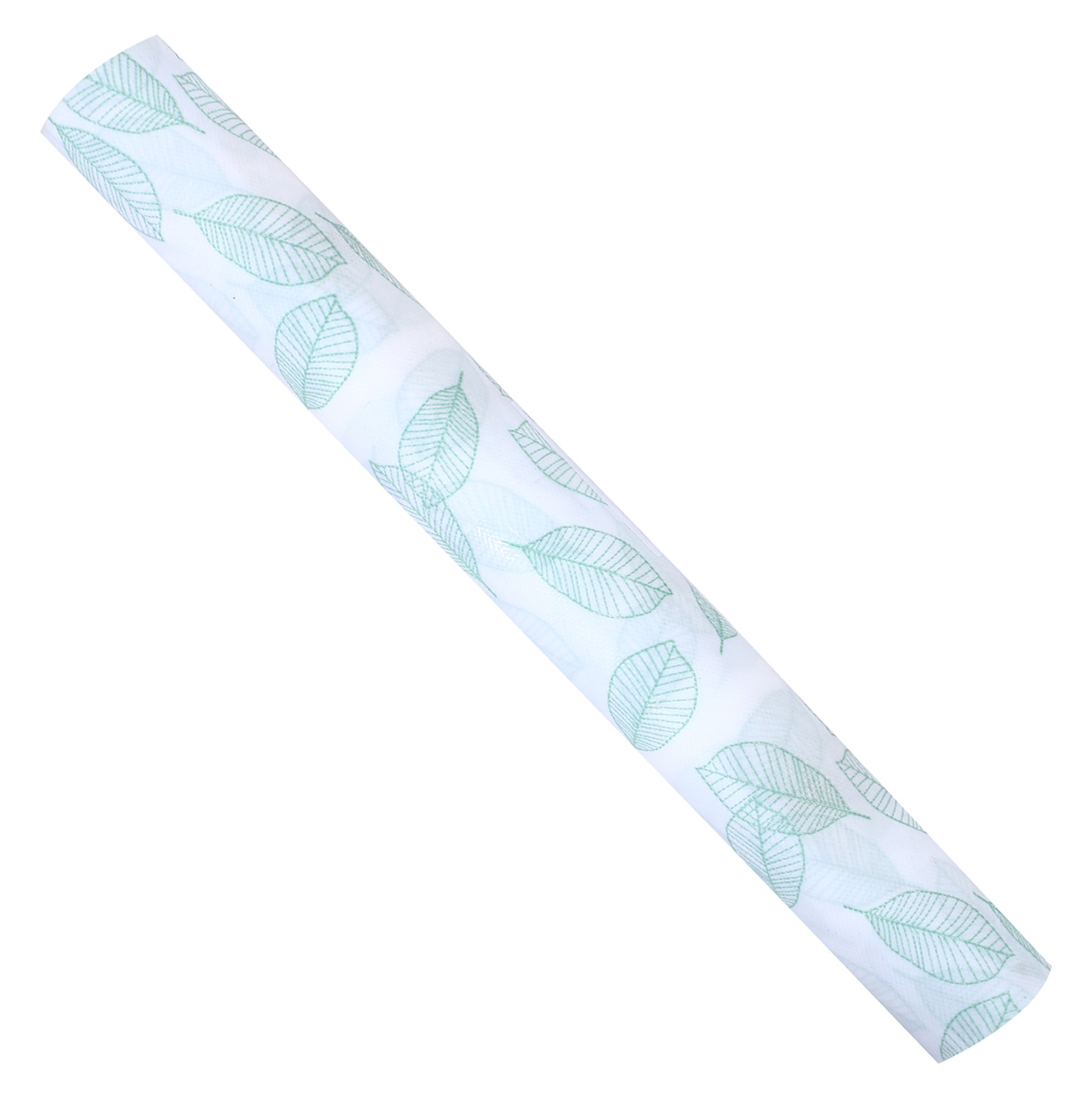 Kuber Industries Shelf Liner  EVA Kitchen Cabinet Shelf Mat  Anti-Slip Bathroom Mat  Fridge Mat  Table Mat  Green Leaf Print Wardrobe Mat  15 Meter  White