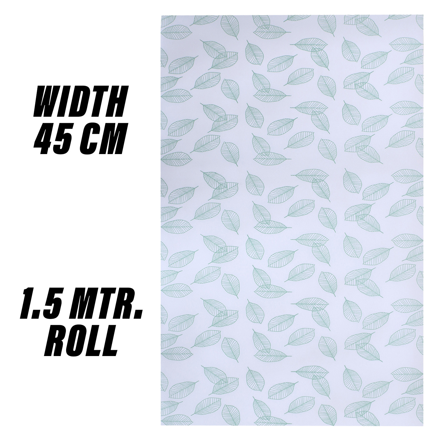 Kuber Industries Shelf Liner  EVA Kitchen Cabinet Shelf Mat  Anti-Slip Bathroom Mat  Fridge Mat  Table Mat  Green Leaf Print Wardrobe Mat  15 Meter  White