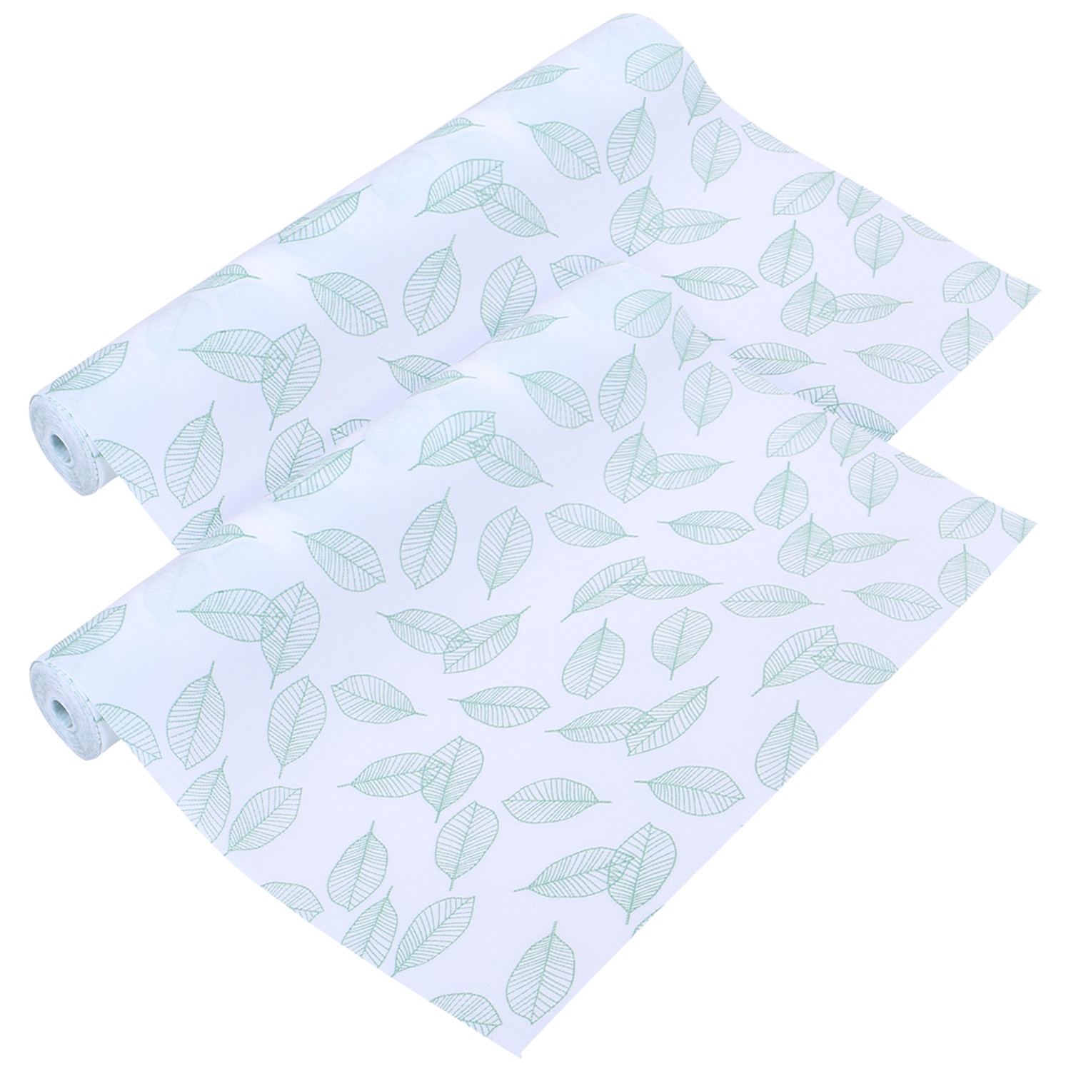 Kuber Industries Shelf Liner  EVA Kitchen Cabinet Shelf Mat  Anti-Slip Bathroom Mat  Fridge Mat  Table Mat  Green Leaf Print Wardrobe Mat  15 Meter  White