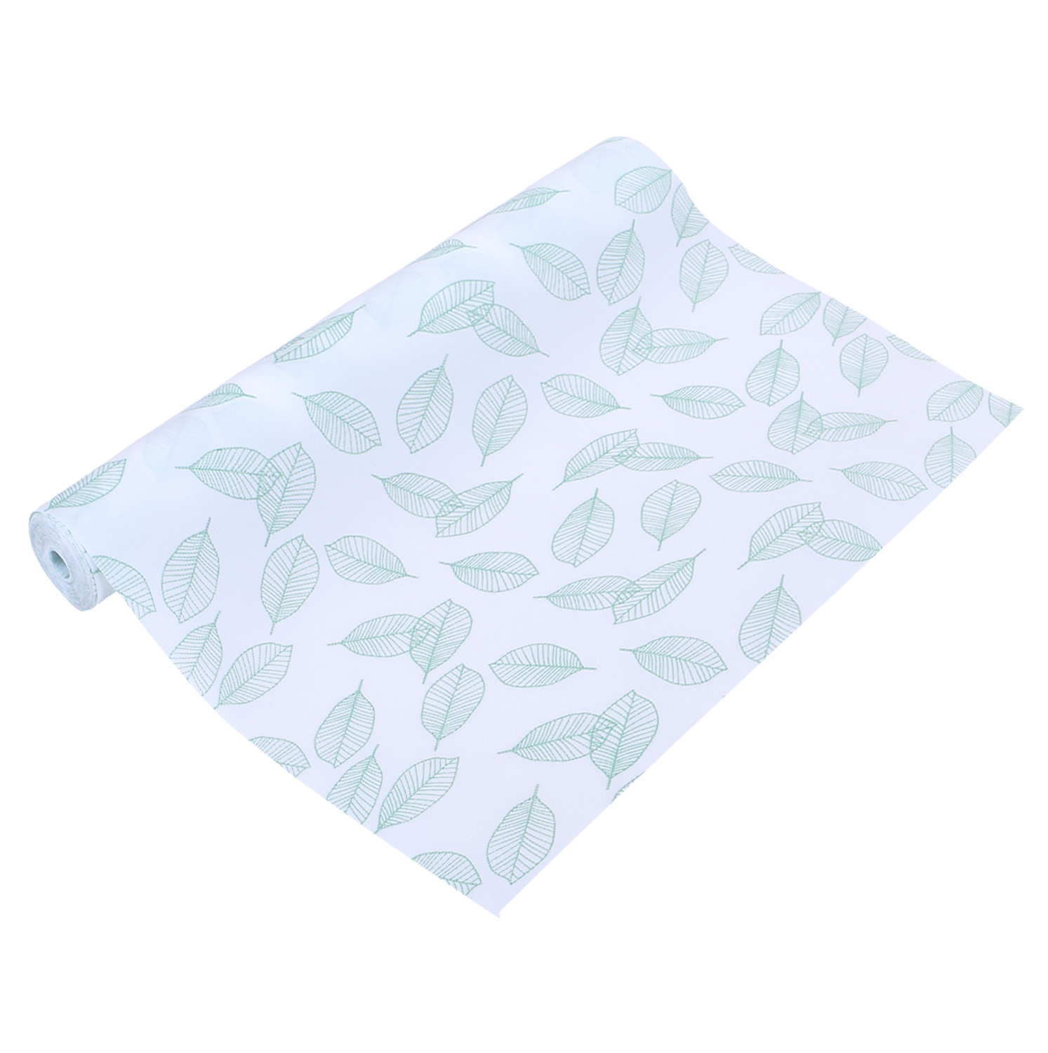 Kuber Industries Shelf Liner  EVA Kitchen Cabinet Shelf Mat  Anti-Slip Bathroom Mat  Fridge Mat  Table Mat  Green Leaf Print Wardrobe Mat  10 Meter  White