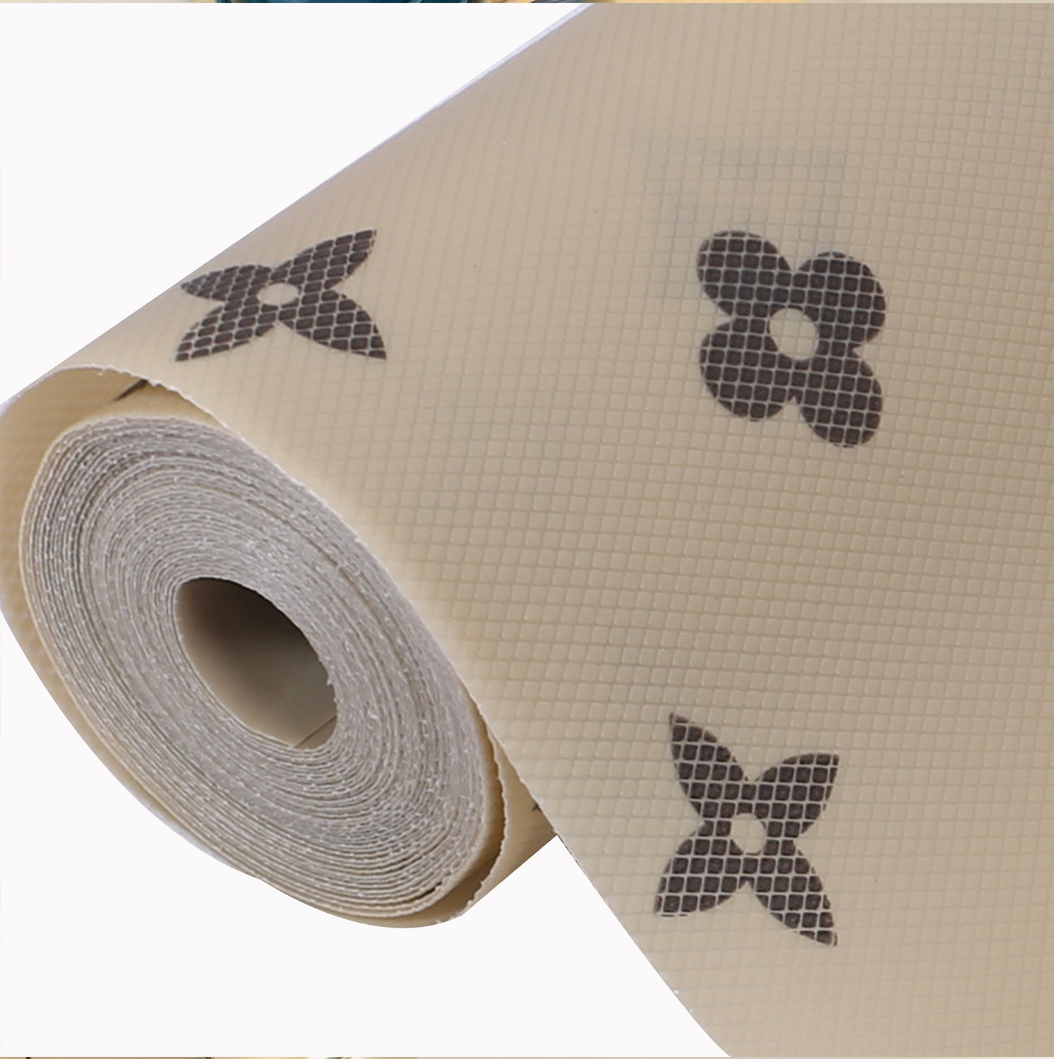 Kuber Industries Shelf Liner  EVA Kitchen Cabinet Shelf Mat  Anti-Slip Bathroom Mat  Fridge Mat  Table Mat  Star Print Print Wardrobe Mat  3 Meter  Beige