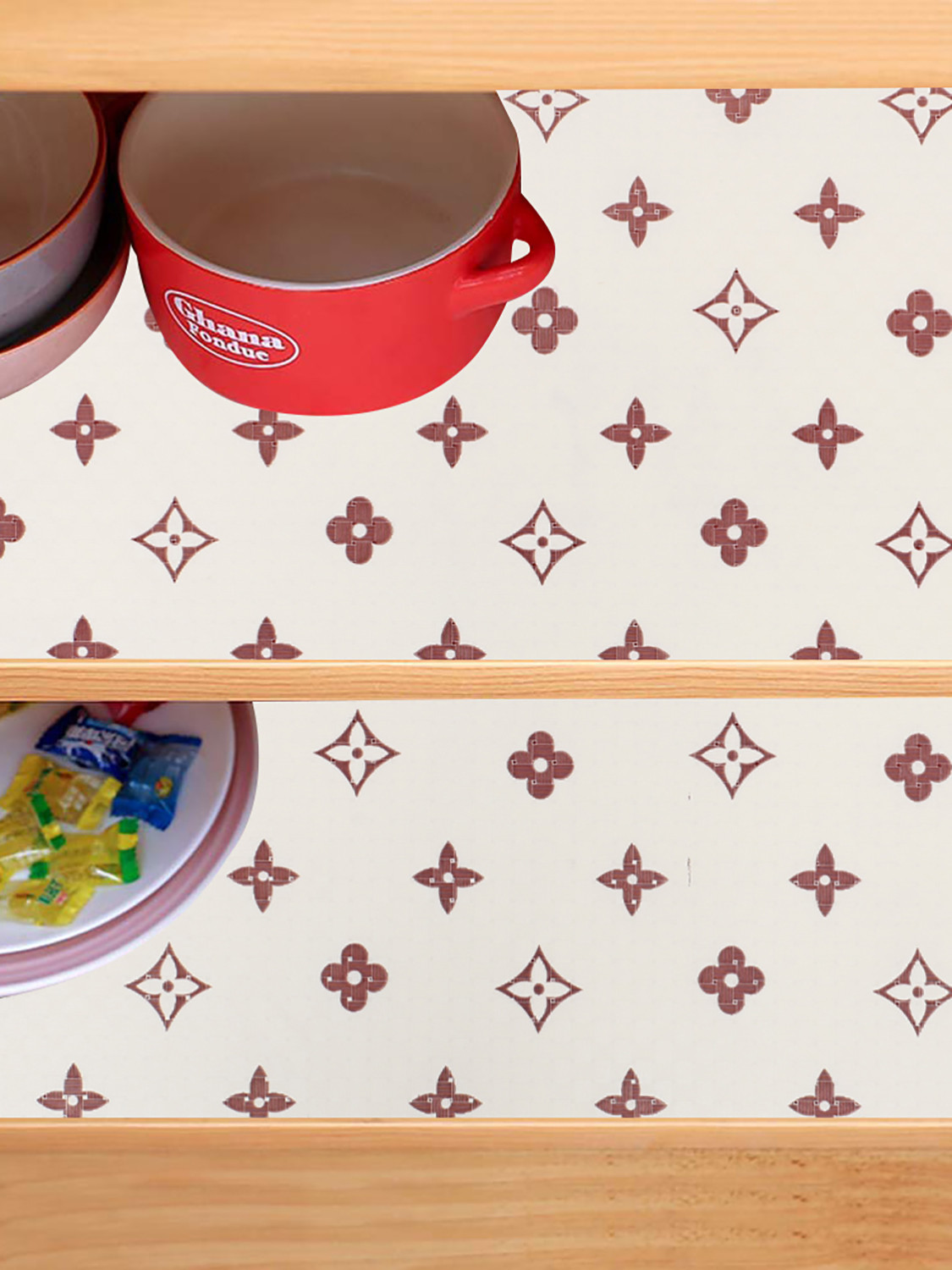 Kuber Industries Shelf Liner | EVA Kitchen Cabinet Shelf Mat | Anti-Slip Bathroom Mat | Fridge Mat | Table Mat | Star Wardrobe Mat | 3 Meter | Cream