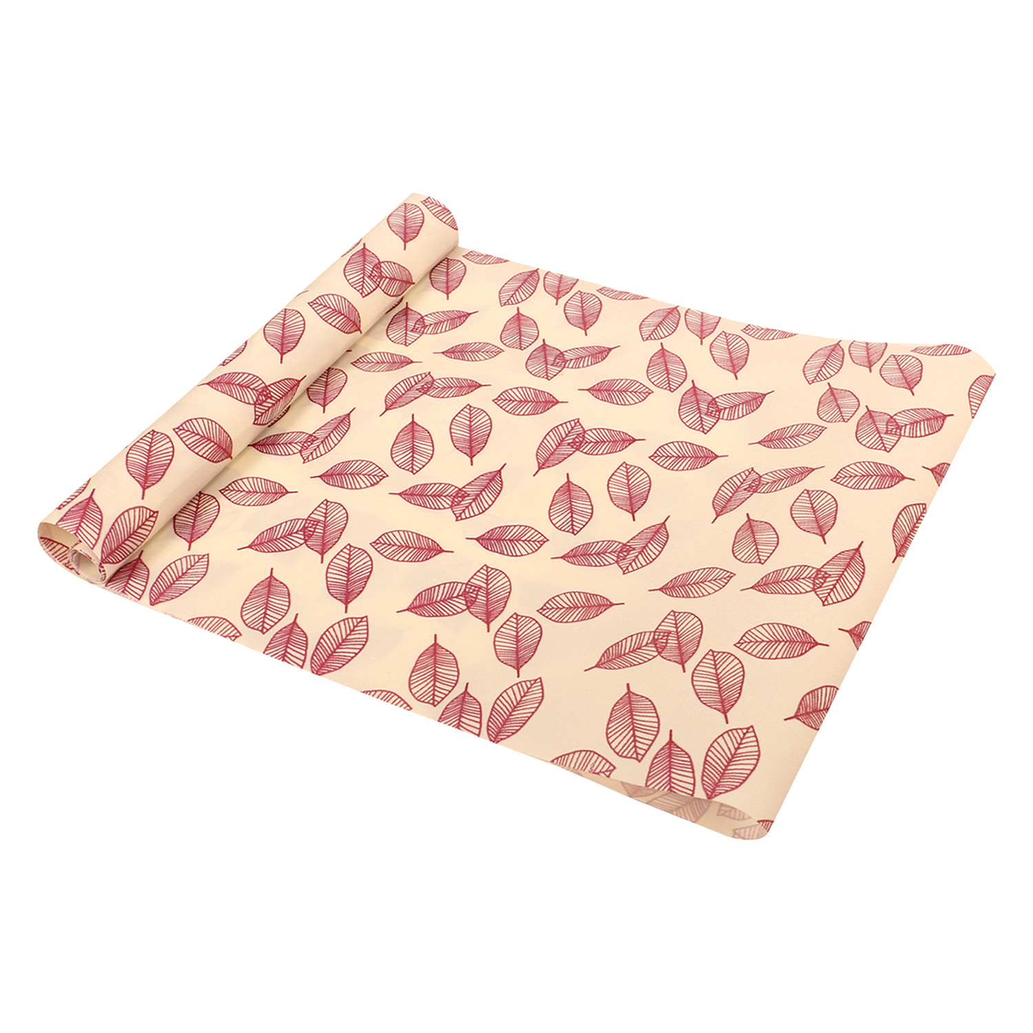 Kuber Industries Shelf Liner | EVA Kitchen Cabinet Shelf Mat | Anti-Slip Bathroom Mat | Fridge Mat | Table Mat | Pink Leaf Wardrobe Mat | 3 Meter | Cream