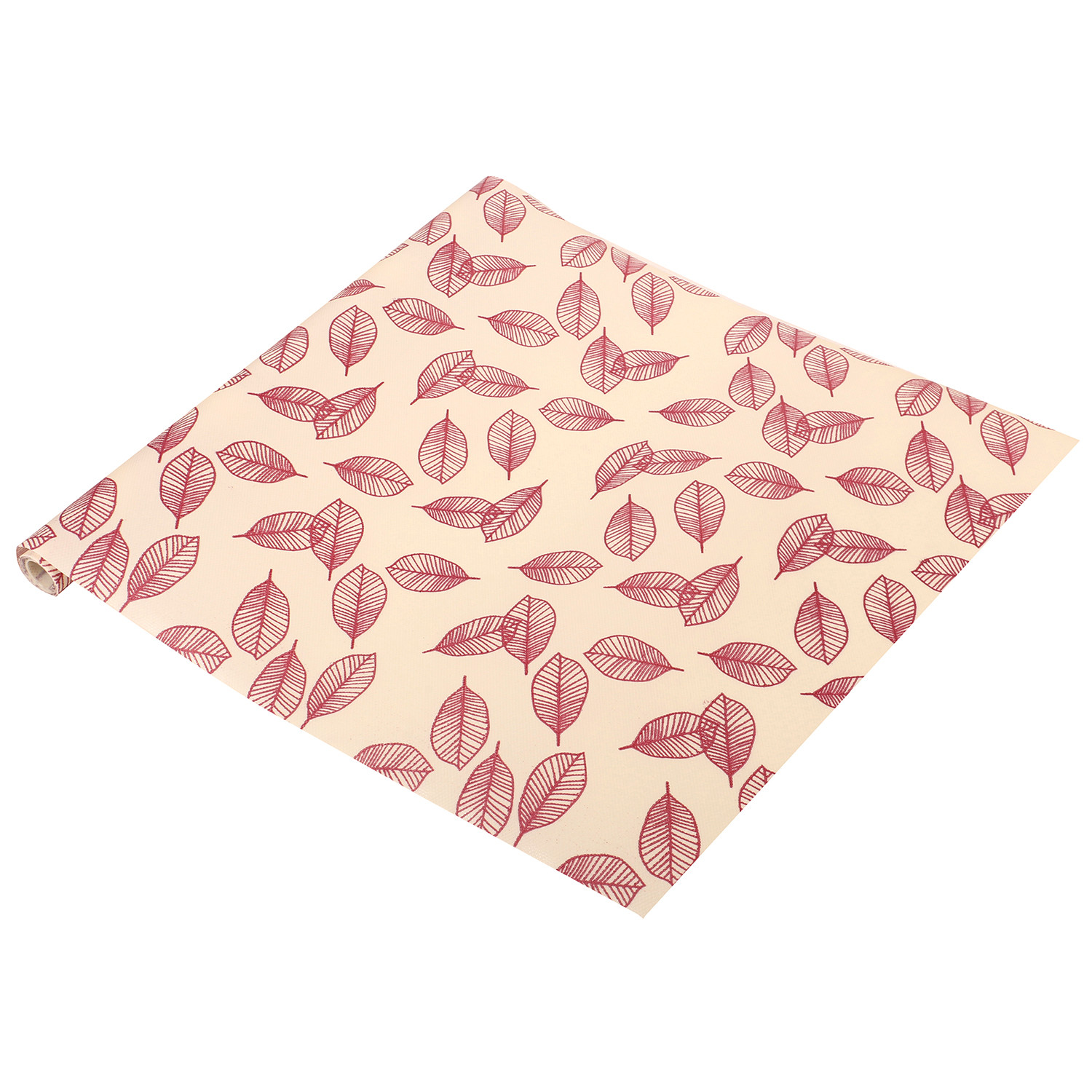Kuber Industries Shelf Liner | EVA Kitchen Cabinet Shelf Mat | Anti-Slip Bathroom Mat | Fridge Mat | Table Mat | Pink Leaf Wardrobe Mat | 3 Meter | Cream