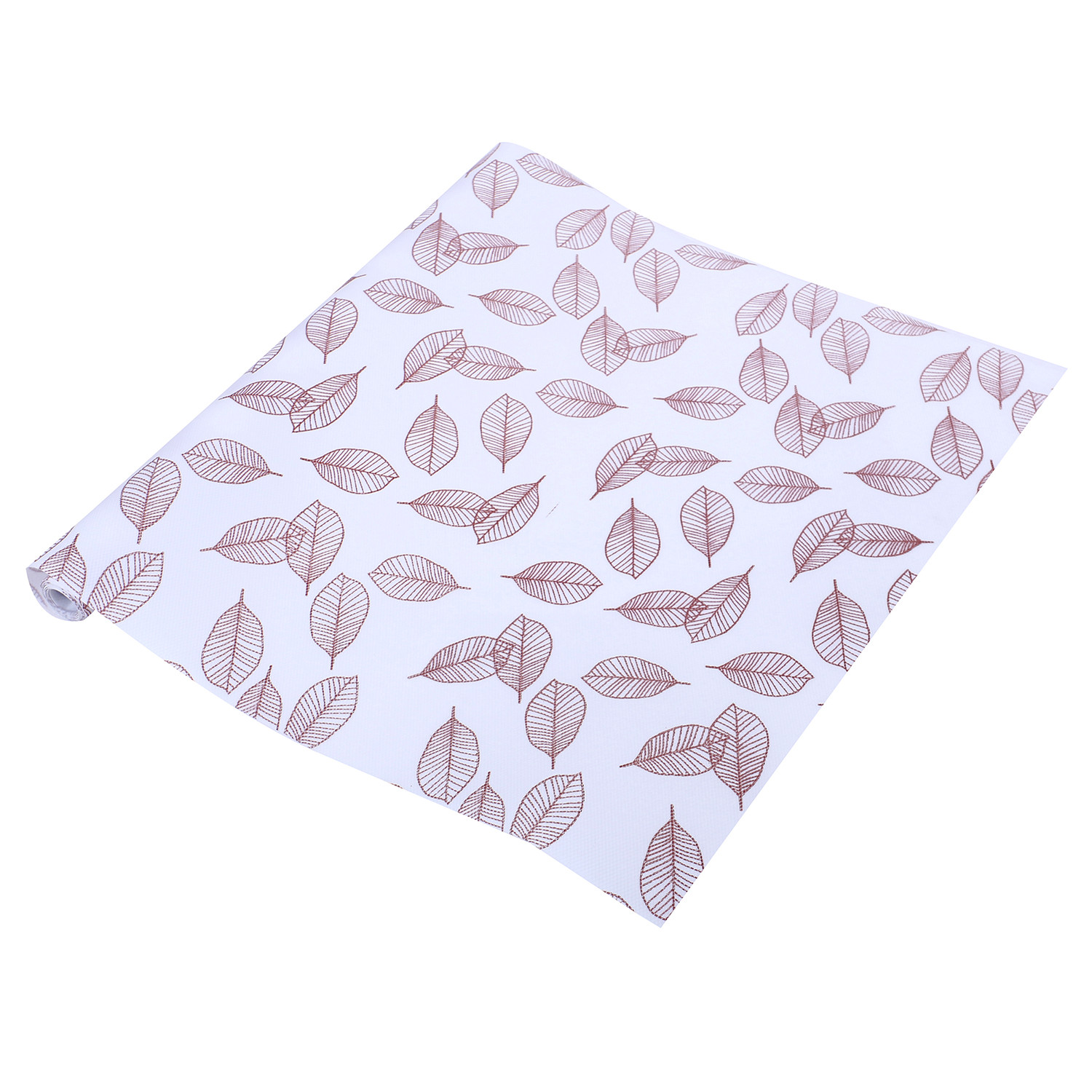Kuber Industries Shelf Liner | EVA Kitchen Cabinet Shelf Mat | Anti-Slip Bathroom Mat | Fridge Mat | Table Mat | Brown Leaf Wardrobe Mat | 3 Meter | White