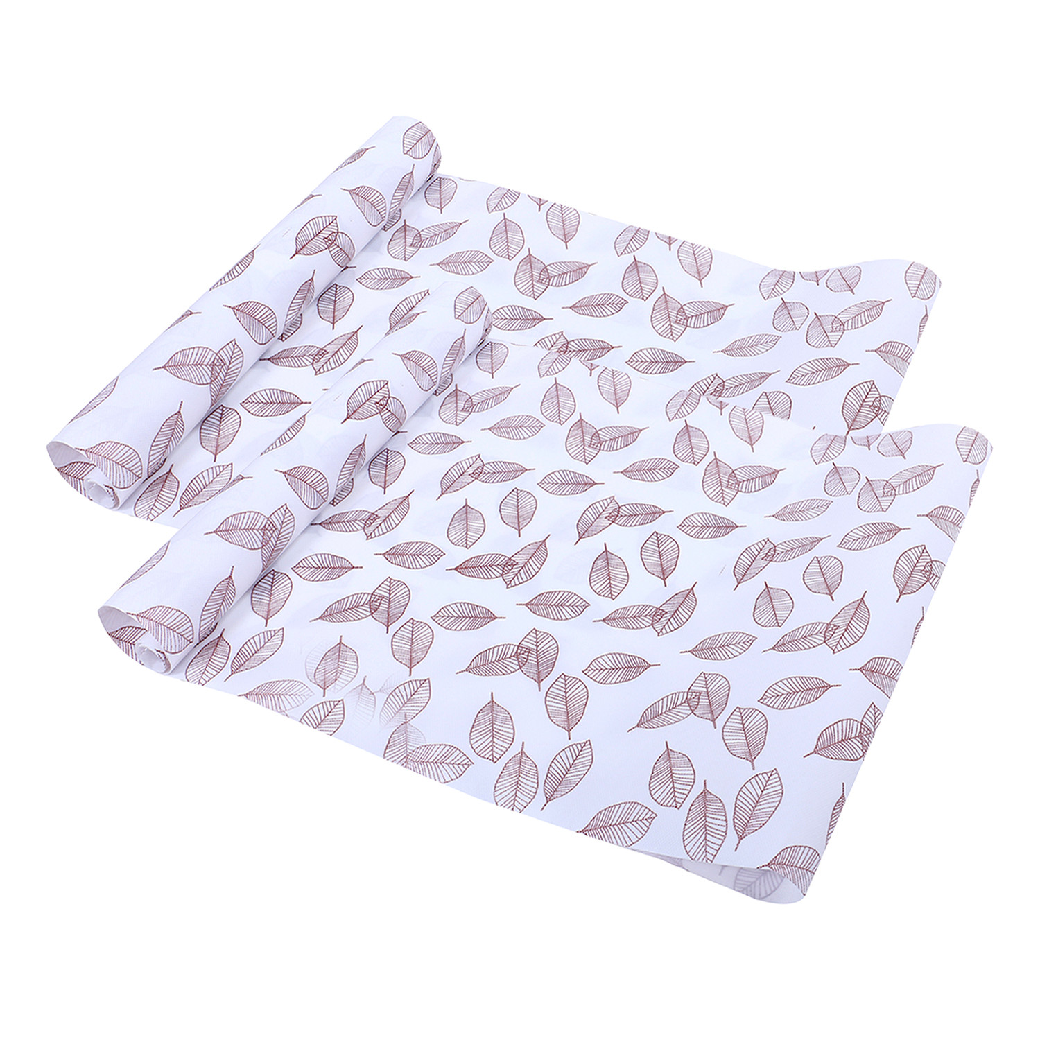 Kuber Industries Shelf Liner | EVA Kitchen Cabinet Shelf Mat | Anti-Slip Bathroom Mat | Fridge Mat | Table Mat | Brown Leaf Wardrobe Mat | 3 Meter | White