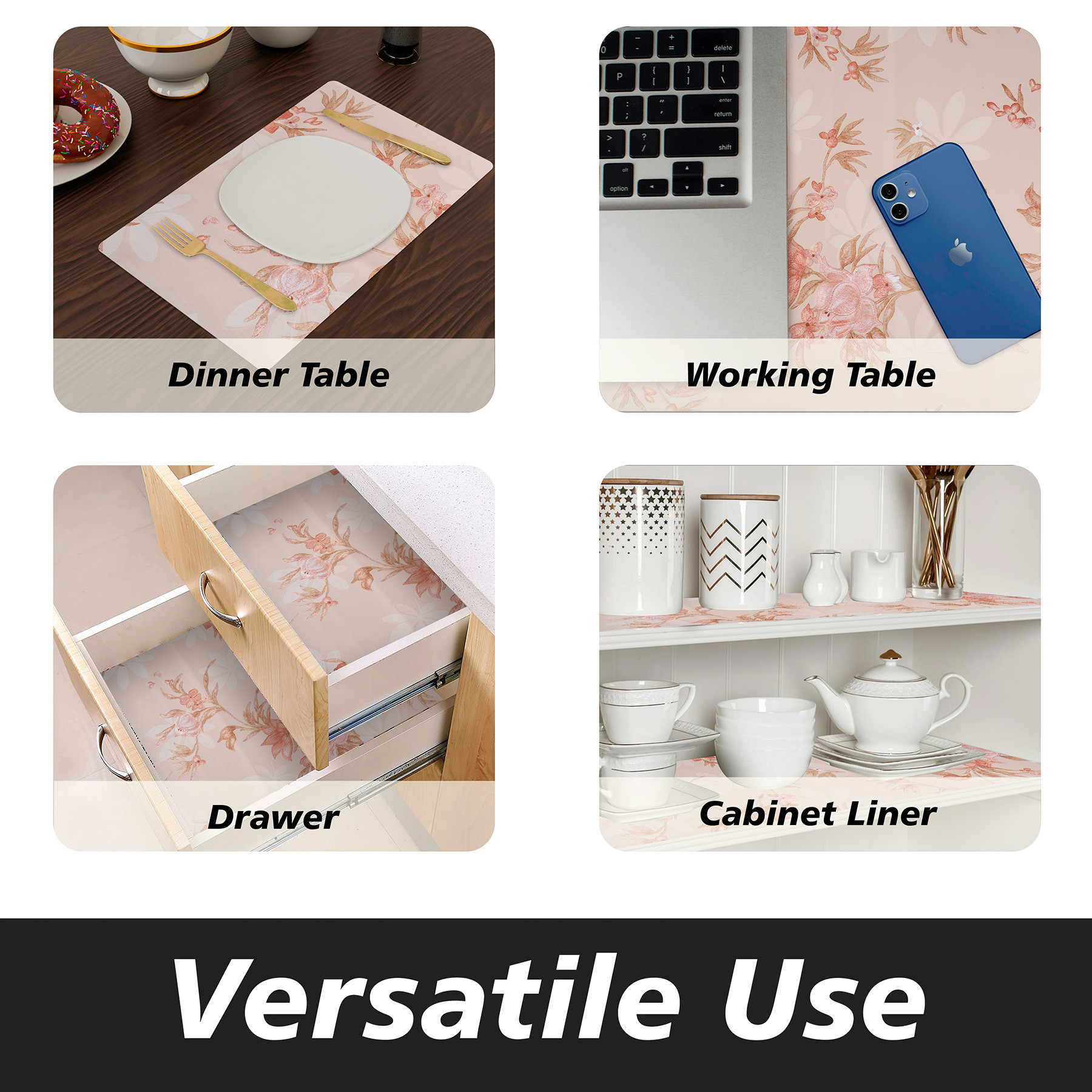 Kuber Industries Shelf Liner  Kitchen Cabinet Shelf Protector  Kitchen Liners for Cabinets  Drawer Liner Mat  Red Flower Wallpaper Shelf Liner Cabinet Mat  5 MTR  Cream