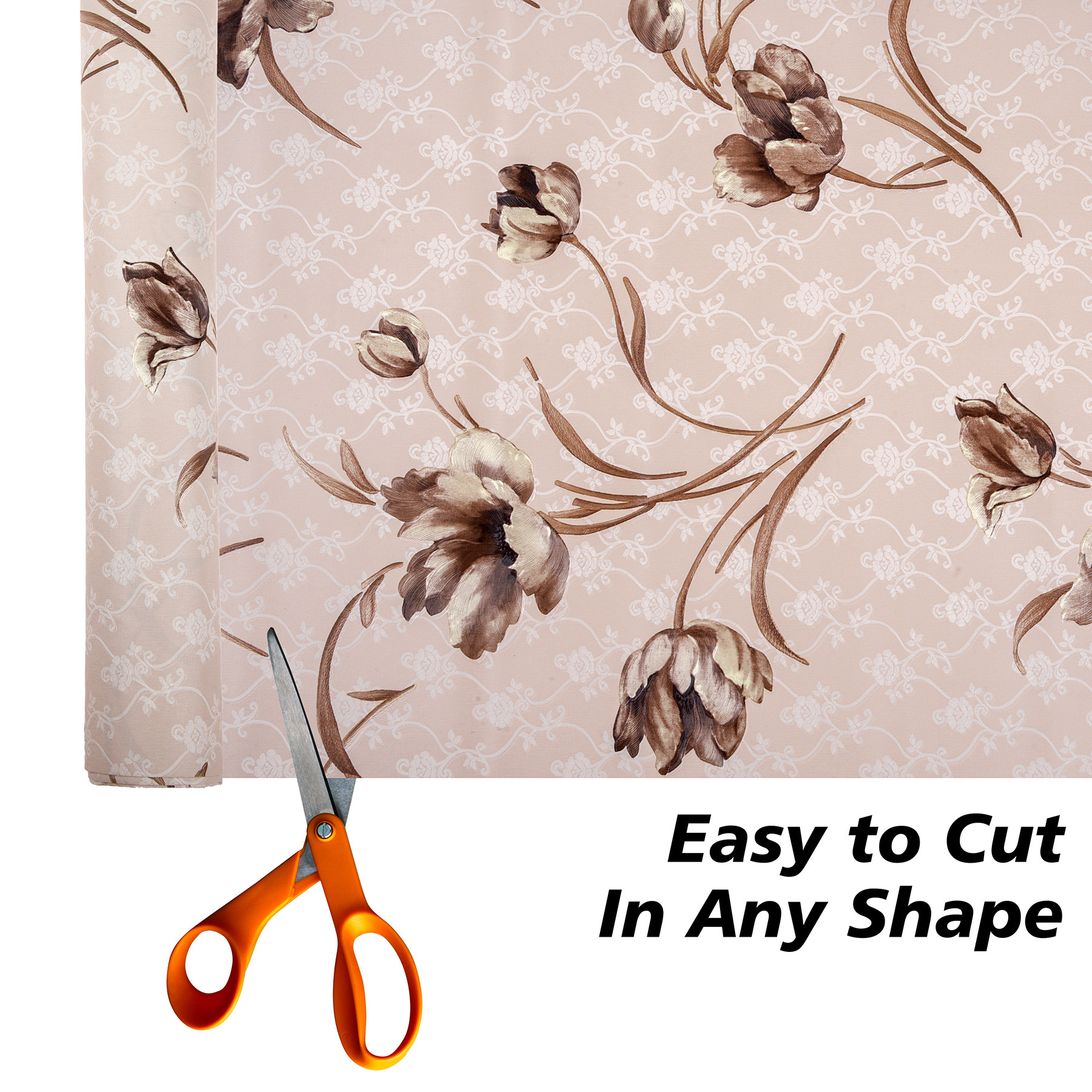 Kuber Industries Shelf Liner  Kitchen Cabinet Shelf Protector  Kitchen Liners for Cabinets  Drawer Liner Mat  Flower Wallpaper Shelf Liner Cabinet Mat  5 MTR  Brown