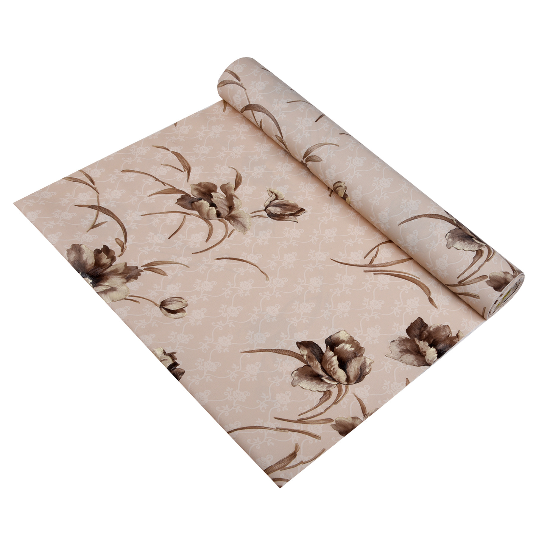 Kuber Industries Shelf Liner  Kitchen Cabinet Shelf Protector  Kitchen Liners for Cabinets  Drawer Liner Mat  Flower Wallpaper Shelf Liner Cabinet Mat  5 MTR  Brown