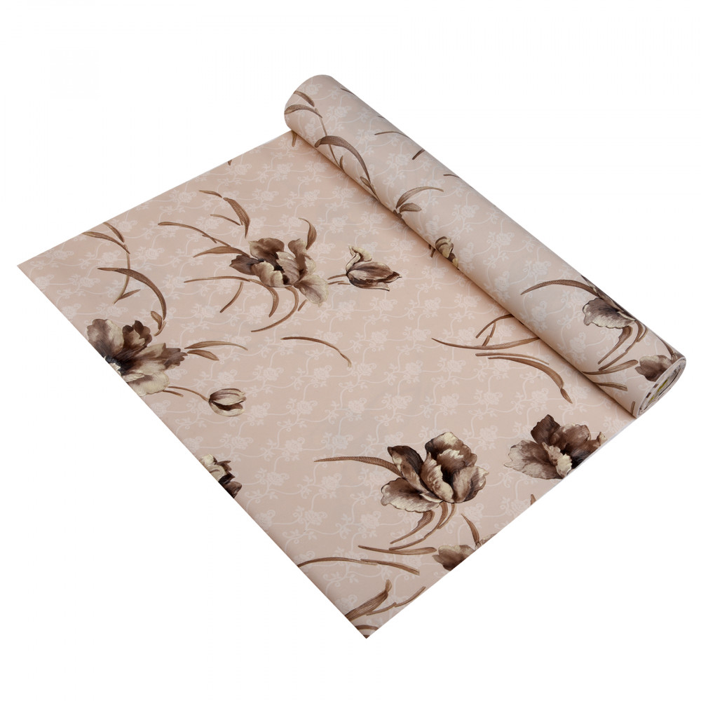 Kuber Industries Shelf Liner | Kitchen Cabinet Shelf Protector | Kitchen Liners for Cabinets | Drawer Liner Mat | Flower Wallpaper Shelf Liner Cabinet Mat | 5 MTR | Brown