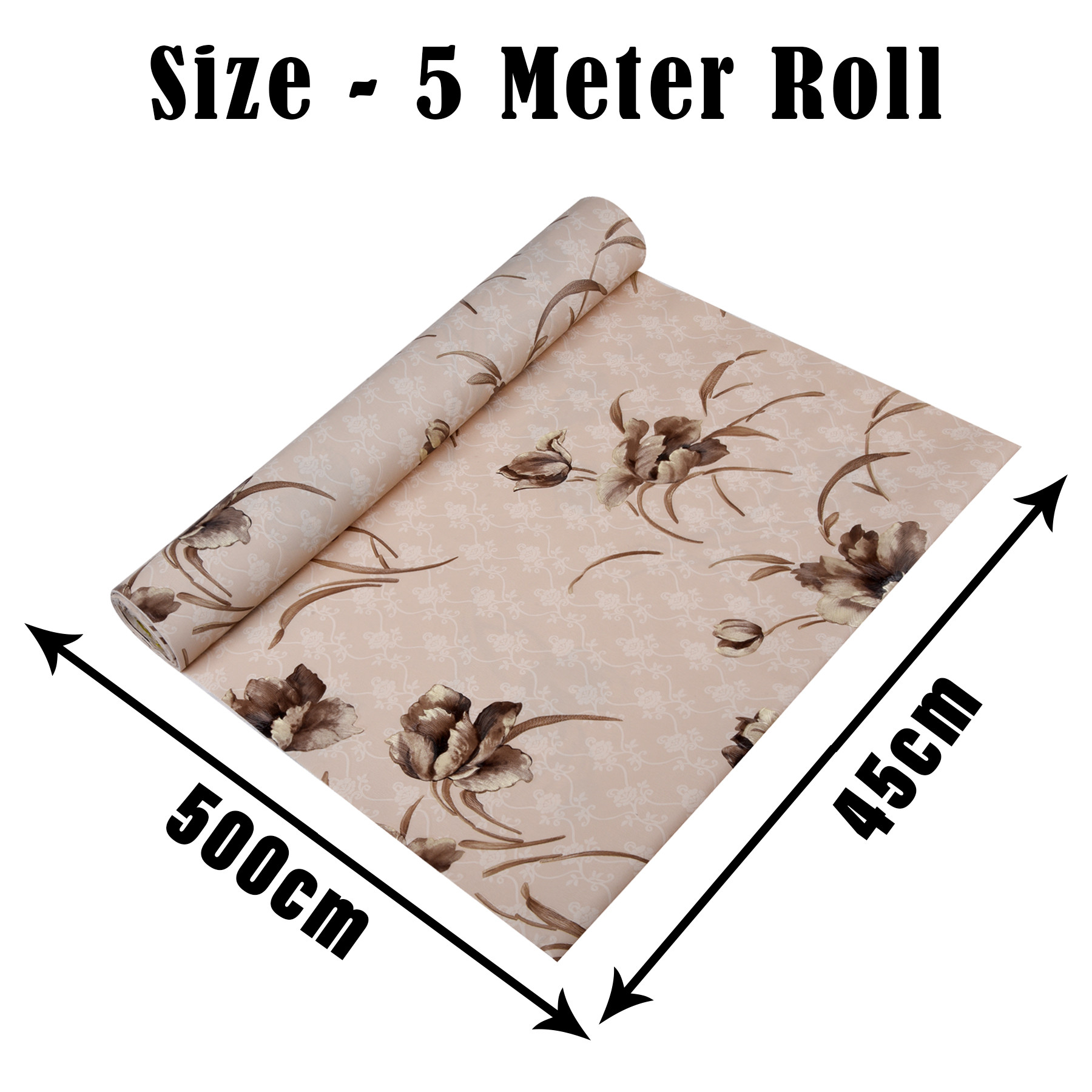 Kuber Industries Shelf Liner | Kitchen Cabinet Shelf Protector | Kitchen Liners for Cabinets | Drawer Liner Mat | Flower Wallpaper Shelf Liner Cabinet Mat | 5 MTR | Brown