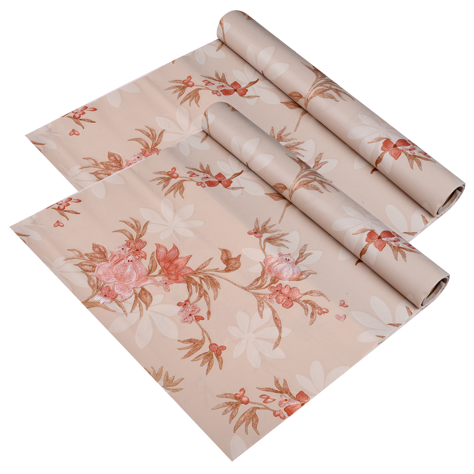 Kuber Industries Shelf Liner | Kitchen Cabinet Shelf Protector | Kitchen Liners for Cabinets | Drawer Liner Mat | Flower Wallpaper Shelf Liner Cabinet Mat | 5 MTR | Brown