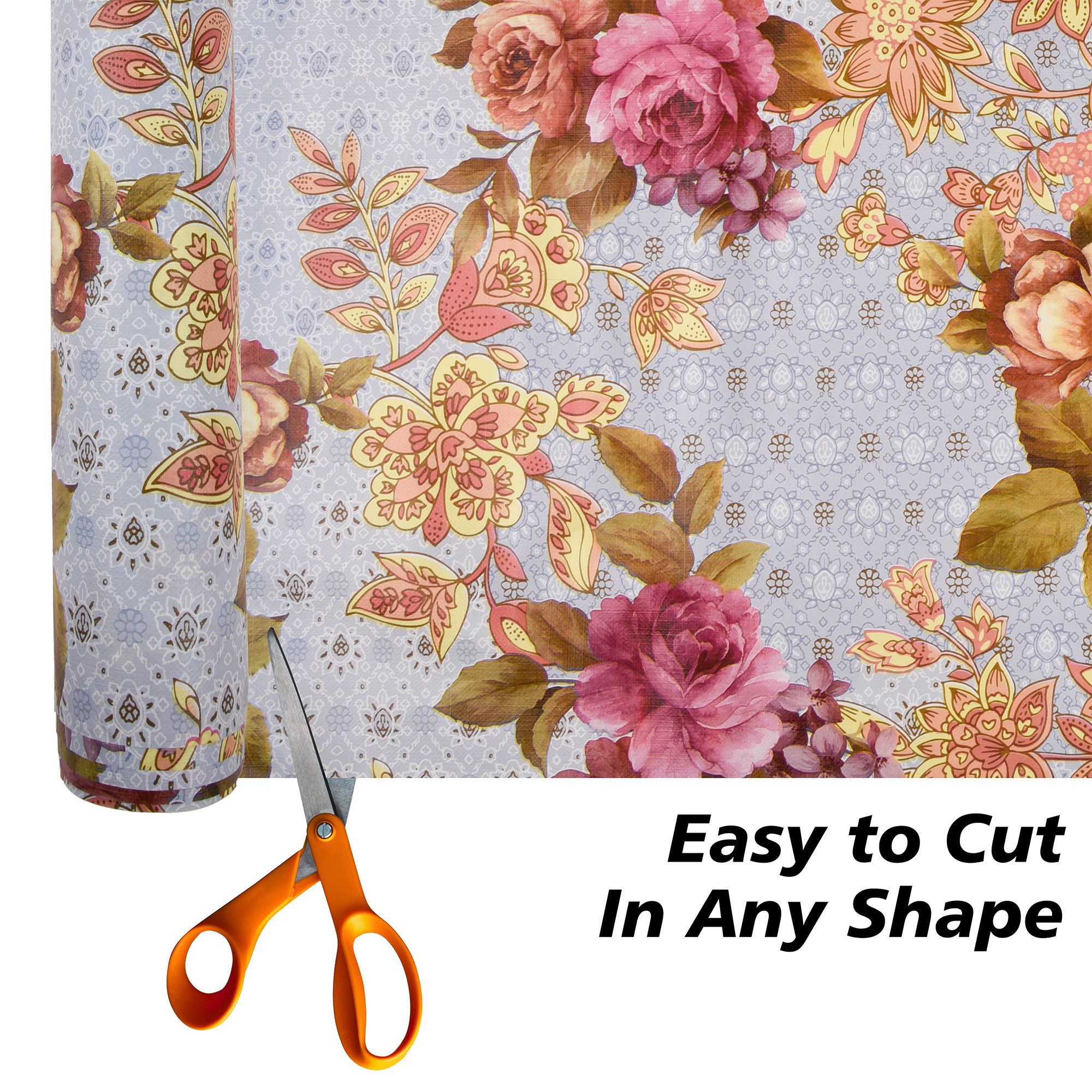 Kuber Industries Shelf Liner  Kitchen Cabinet Shelf Protector  Kitchen Liners for Cabinets and Drawers  Drawer Liner Mat  Pink Gulab Shelf Liner Cabinet Mat   Blue