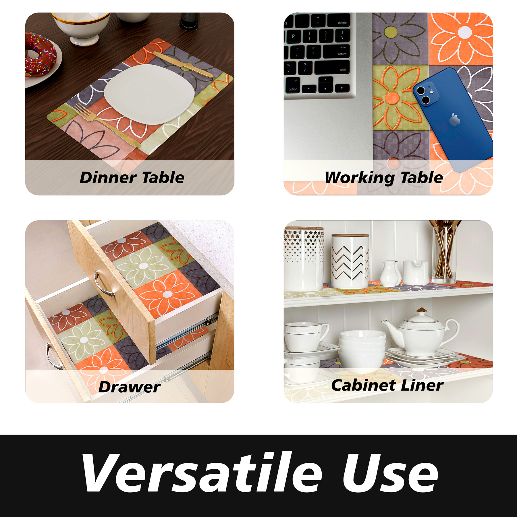 Kuber Industries Shelf Liner  Kitchen Cabinet Shelf Protector  Kitchen Liners for Cabinets and Drawers  Drawer Liner Mat  Check-Design Shelf Liner Cabinet Mat   Orange