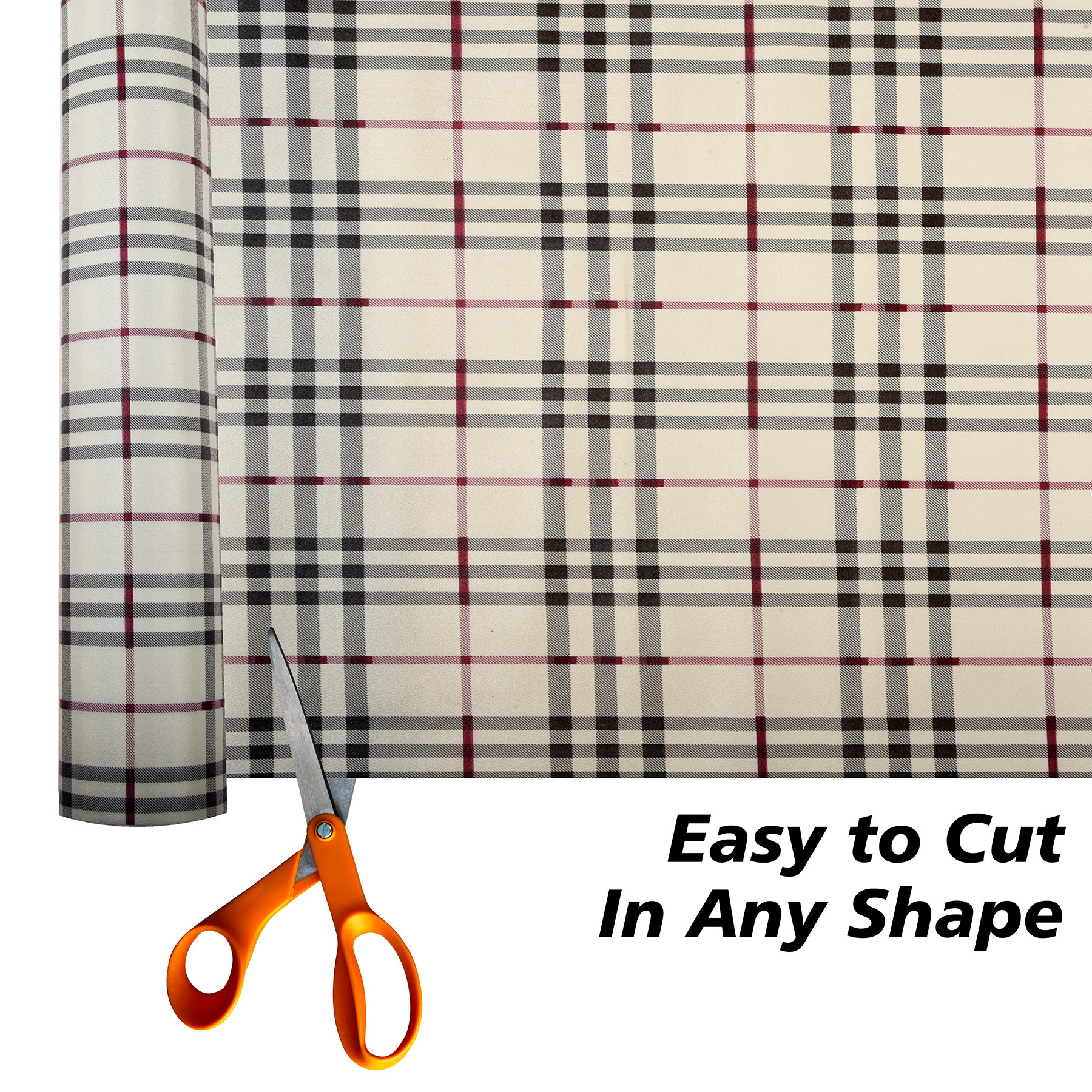 Kuber Industries Shelf Liner  Kitchen Cabinet Shelf Protector  Kitchen Liners for Cabinets and Drawers  Drawer Liner Mat  Check-Design Shelf Liner Cabinet Mat   Cream