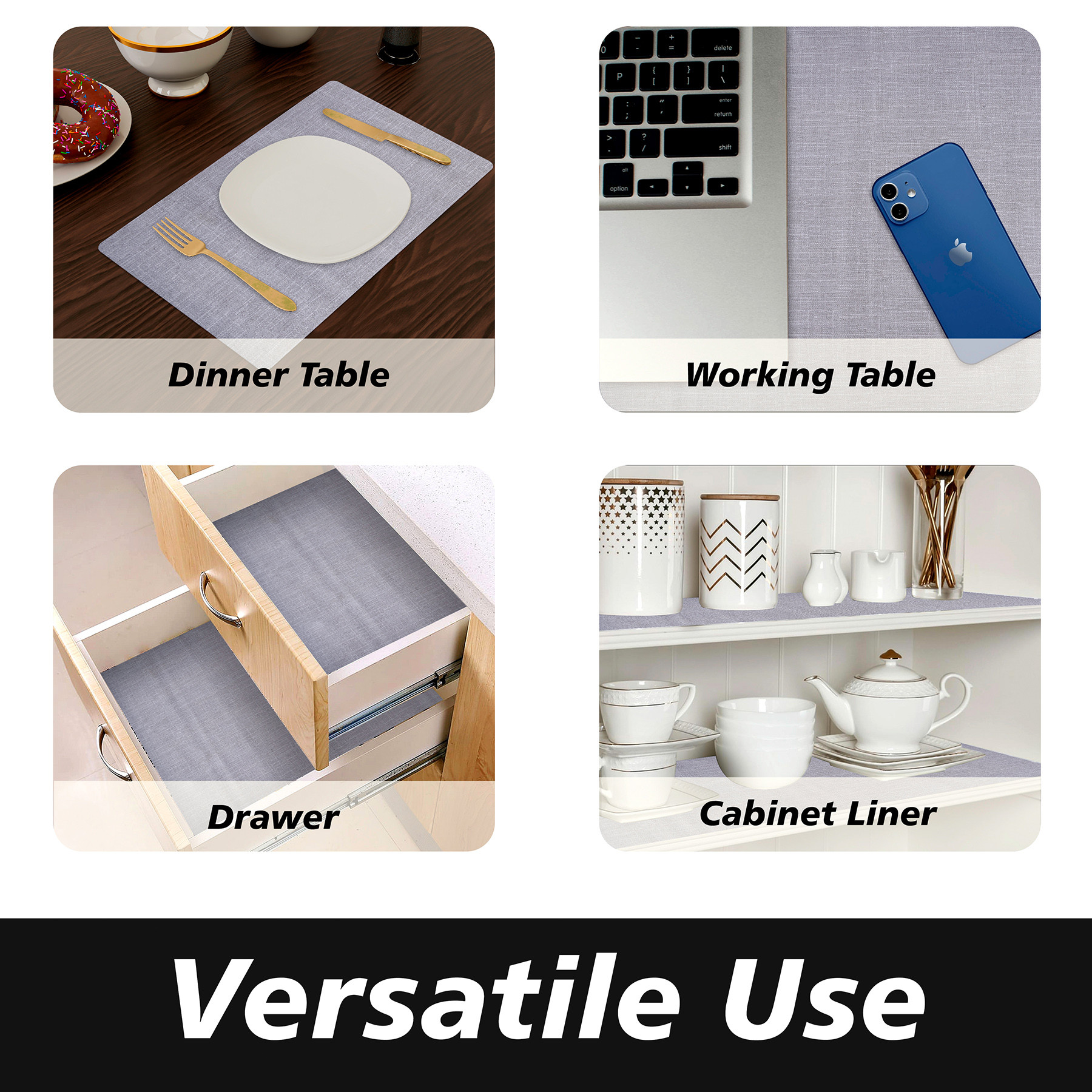 Kuber Industries Shelf Liner  Kitchen Cabinet Shelf Protector  Kitchen Liners for Cabinets and Drawers  Drawer Liner Mat  Texture Shelf Liner Cabinet Mat  5 MTR  Gray