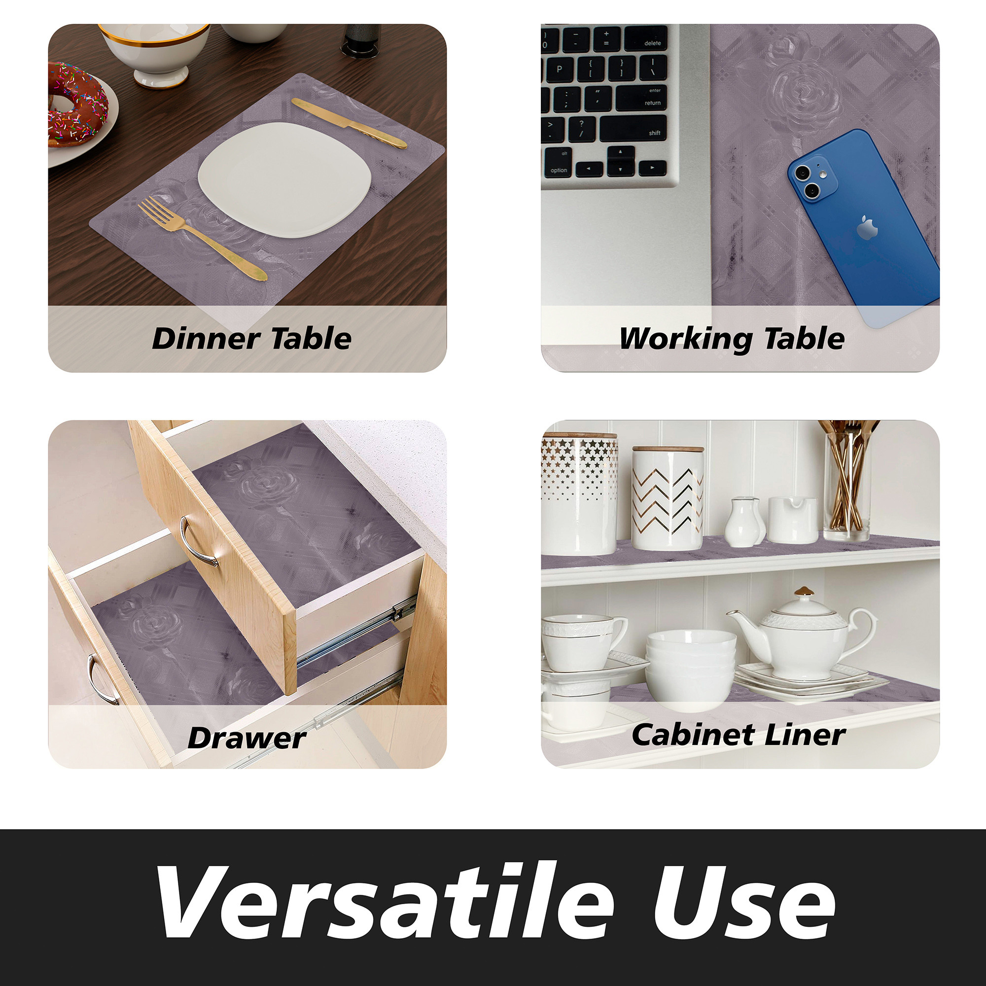 Kuber Industries Shelf Liner  Kitchen Cabinet Shelf Protector  Kitchen Liners for Cabinets and Drawers  Drawer Liner Mat  Self Shining Shelf Liner Cabinet Mat   Brown