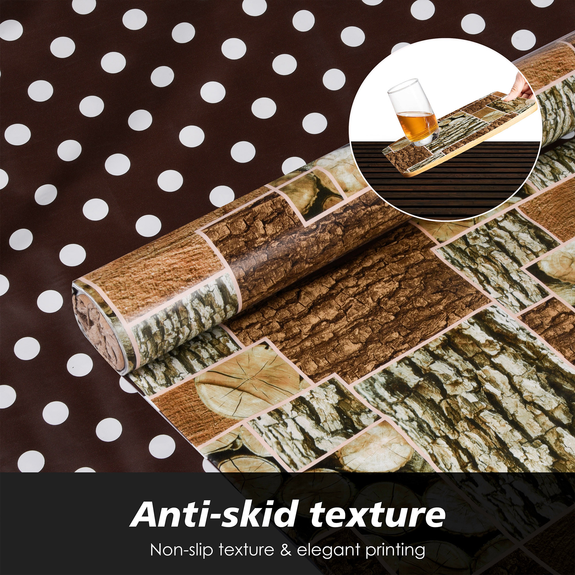 Kuber Industries Shelf Liner  Kitchen Cabinet Shelf Protector  Kitchen Liners for Cabinets and Drawers  Drawer Liner Mat  Stone Design Shelf Liner Roll  Cabinet Mat   Brown