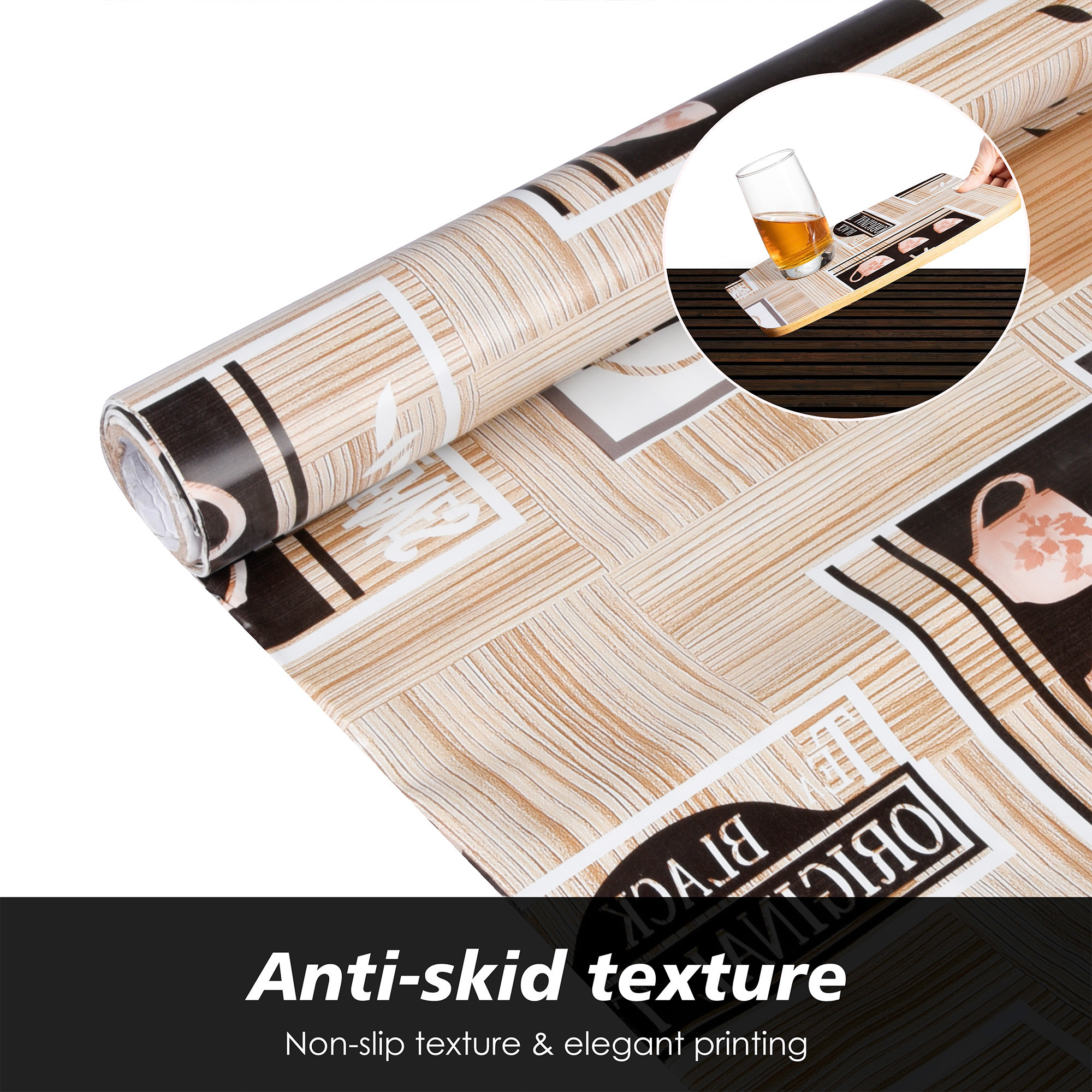 Kuber Industries Shelf Liner  Kitchen Cabinet Shelf Protector  Kitchen Liners for Cabinets and Drawers  Drawer Liner Mat  Kettle Design Shelf Liner Roll  Cabinet Mat   Brown