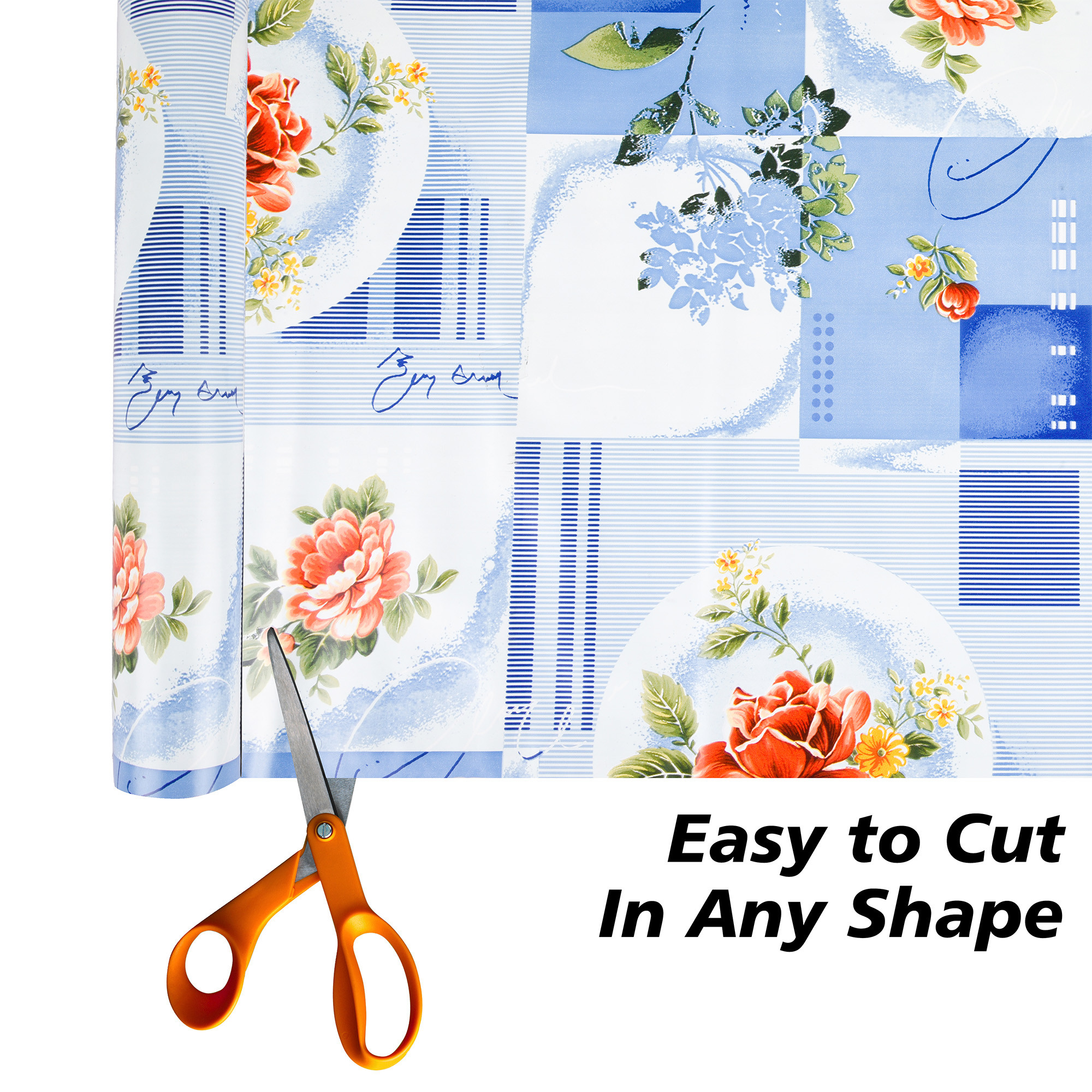 Kuber Industries Shelf Liner  Kitchen Cabinet Shelf Protector  Kitchen Liners for Cabinets and Drawers  Drawer Liner Mat  Flower Check Shelf Liner Roll  Cabinet Mat   Blue