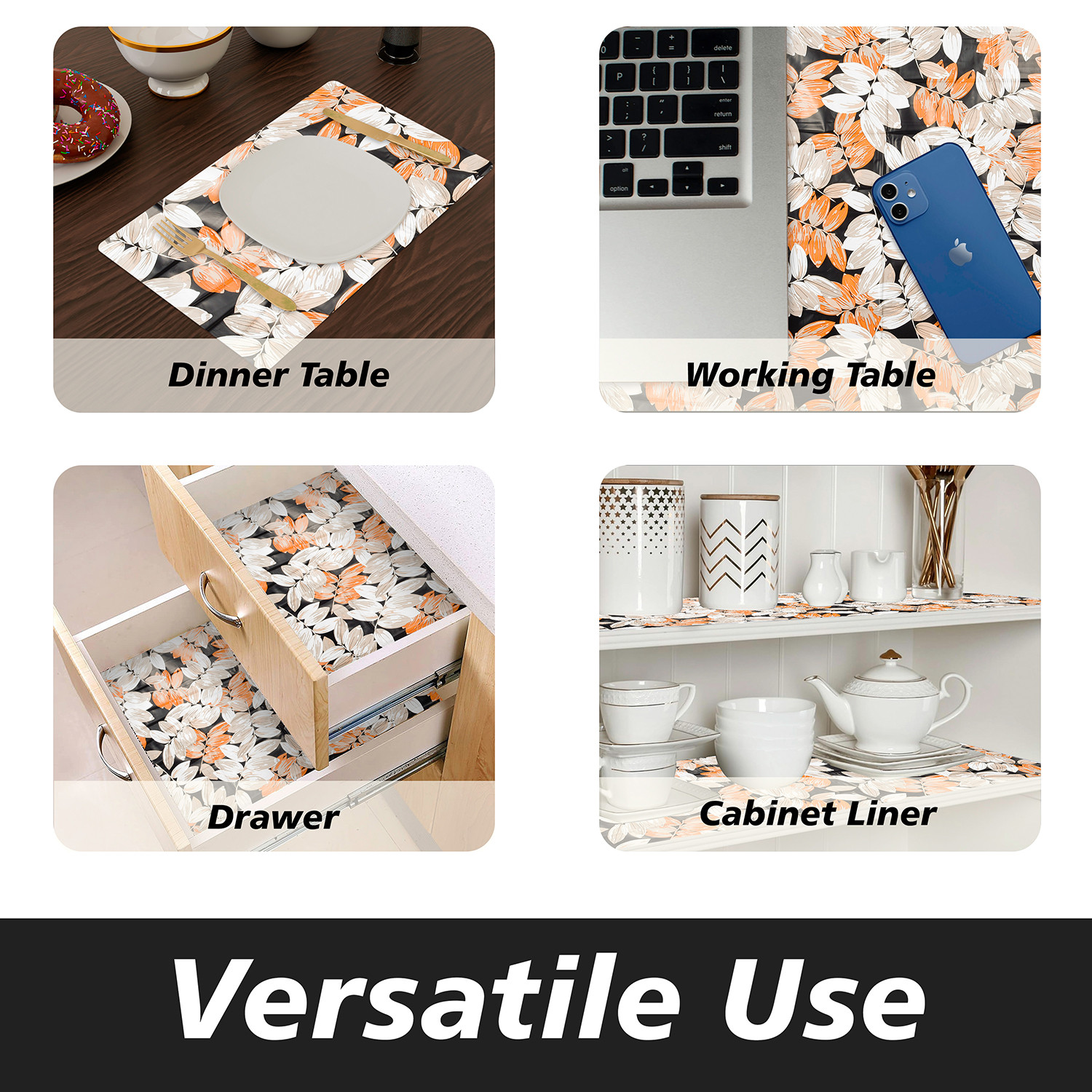 Kuber Industries Shelf Liner  Kitchen Cabinet Shelf Protector  Kitchen Liners for Cabinets and Drawers  Drawer Liner Mat  Leaf-Design Shelf Liner Roll  Cabinet Mat   Brown