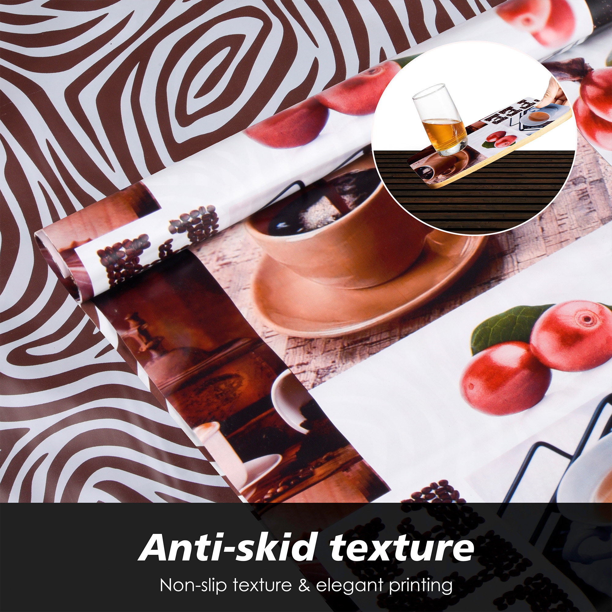 Kuber Industries Shelf Liner  Kitchen Cabinet Shelf Protector  Kitchen Liners for Cabinets and Drawers  Drawer Liner Mat  Cup-Design Shelf Liner Roll  Cabinet Mat   Coffee