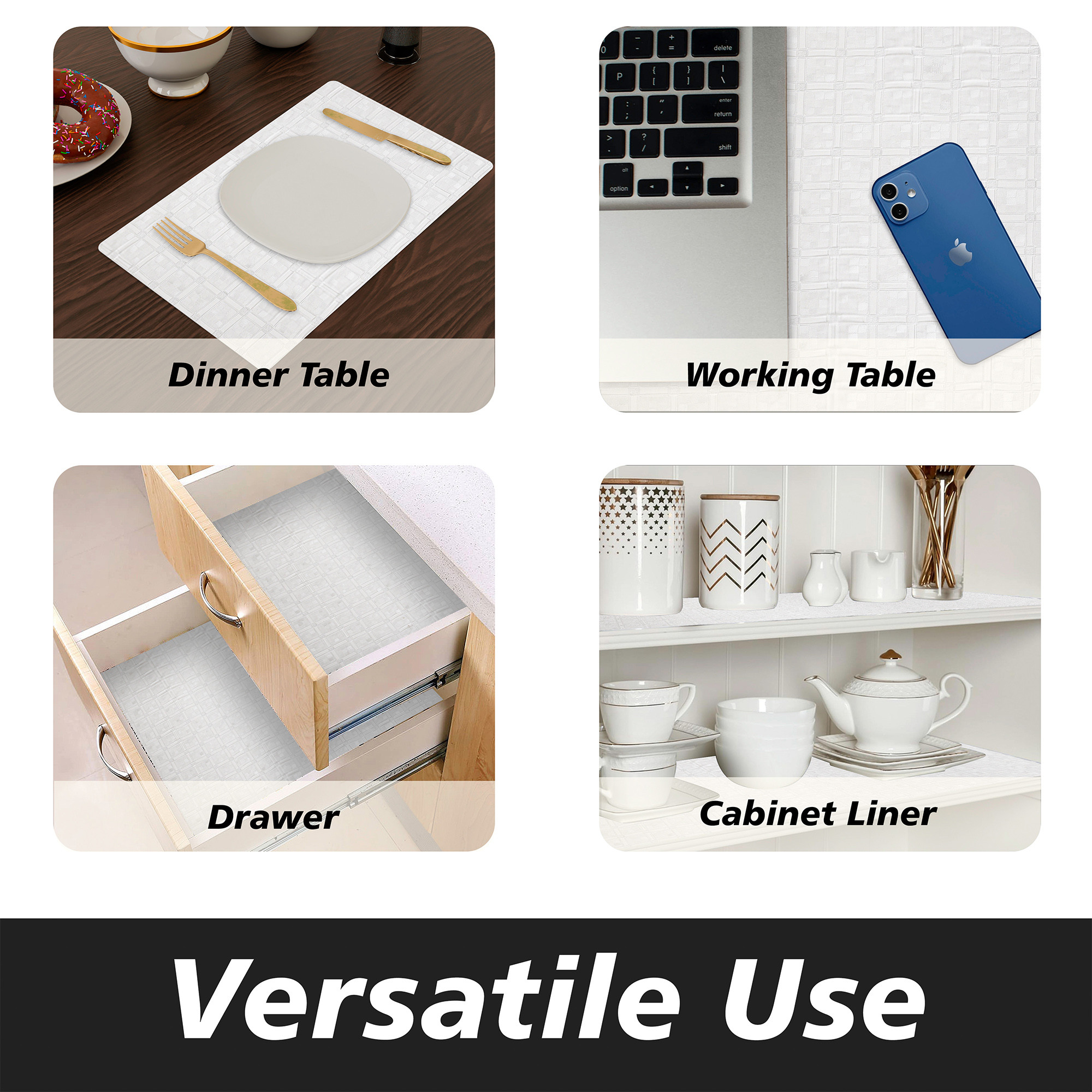 Kuber Industries Shelf Liner  Kitchen Cabinet Shelf Protector  Kitchen Liners for Cabinets and Drawers  Drawer Liner Mat  Check-Design Shelf Liner Roll  Cabinet Mat   Transparent