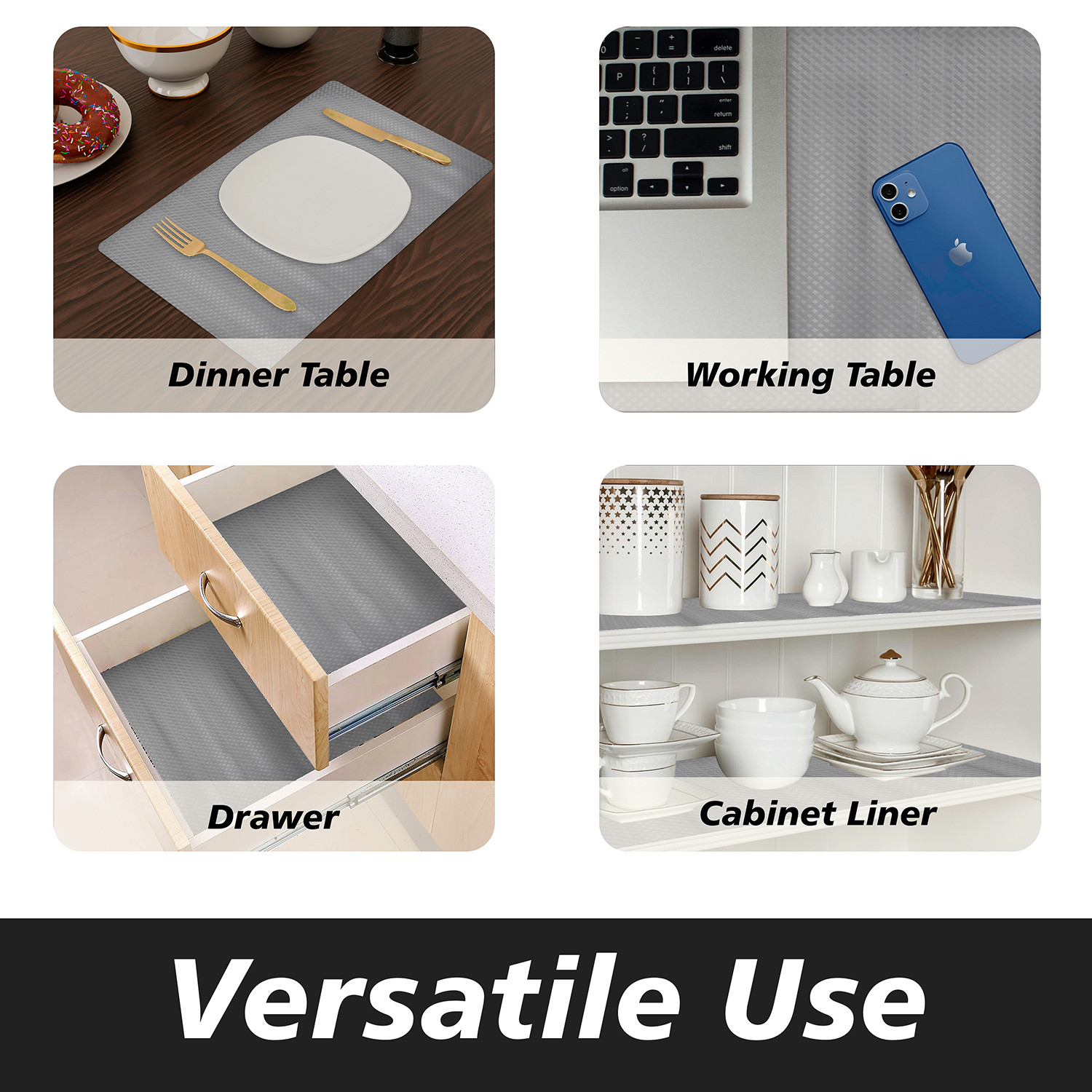 Kuber Industries Shelf Liner  Kitchen Cabinet Shelf Protector  Kitchen Liners for Cabinets and Drawers  Drawer Liner Mat  Self Check Shelf Liner Cabinet Mat   Gray