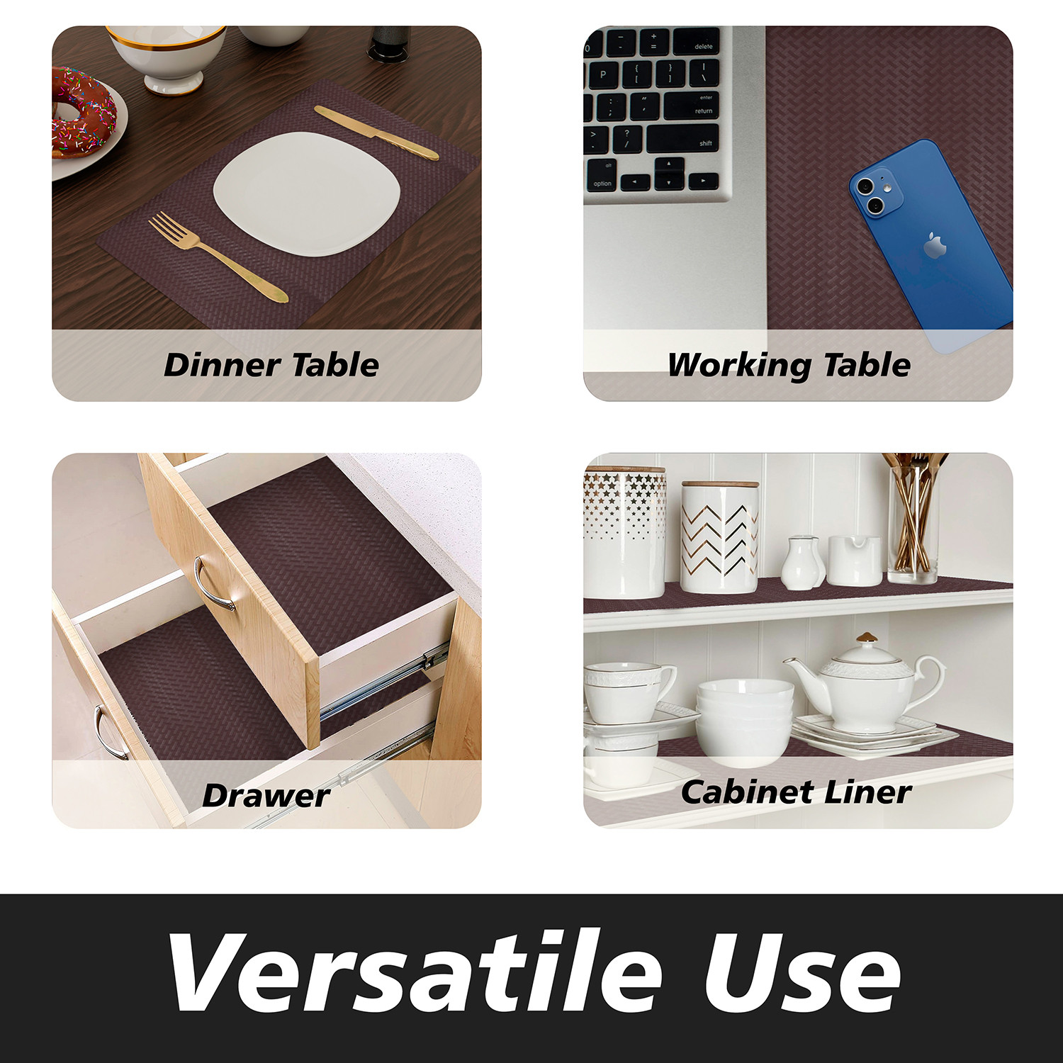 Kuber Industries Shelf Liner  Kitchen Cabinet Shelf Protector  Kitchen Liners for Cabinets and Drawers  Drawer Liner Mat  Self Check Shelf Liner Cabinet Mat   Brown