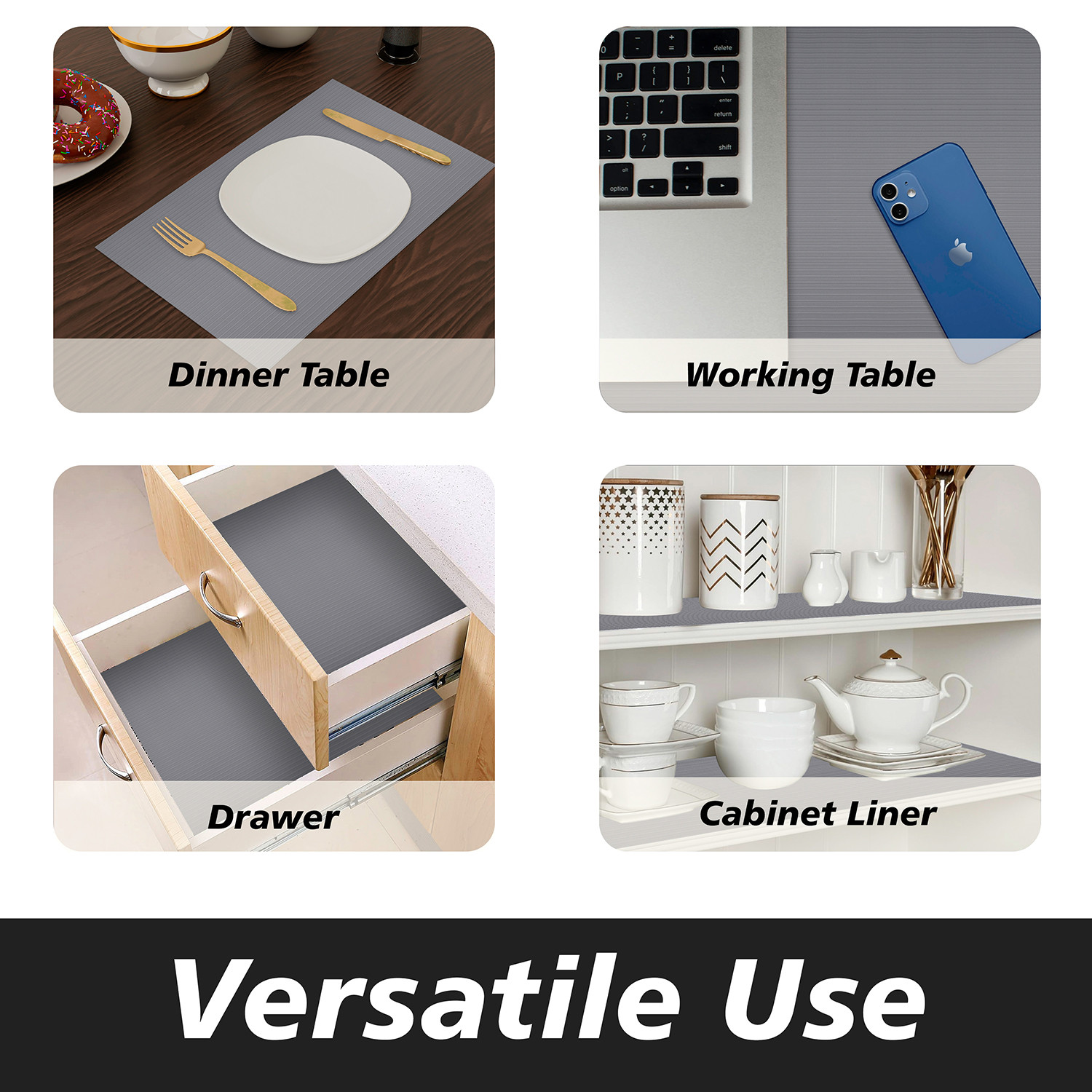 Kuber Industries Shelf Liner  Kitchen Cabinet Shelf Protector  Kitchen Liners for Cabinets and Drawers  Drawer Liner Mat  Self Lining Shelf Liner Cabinet Mat   Gray